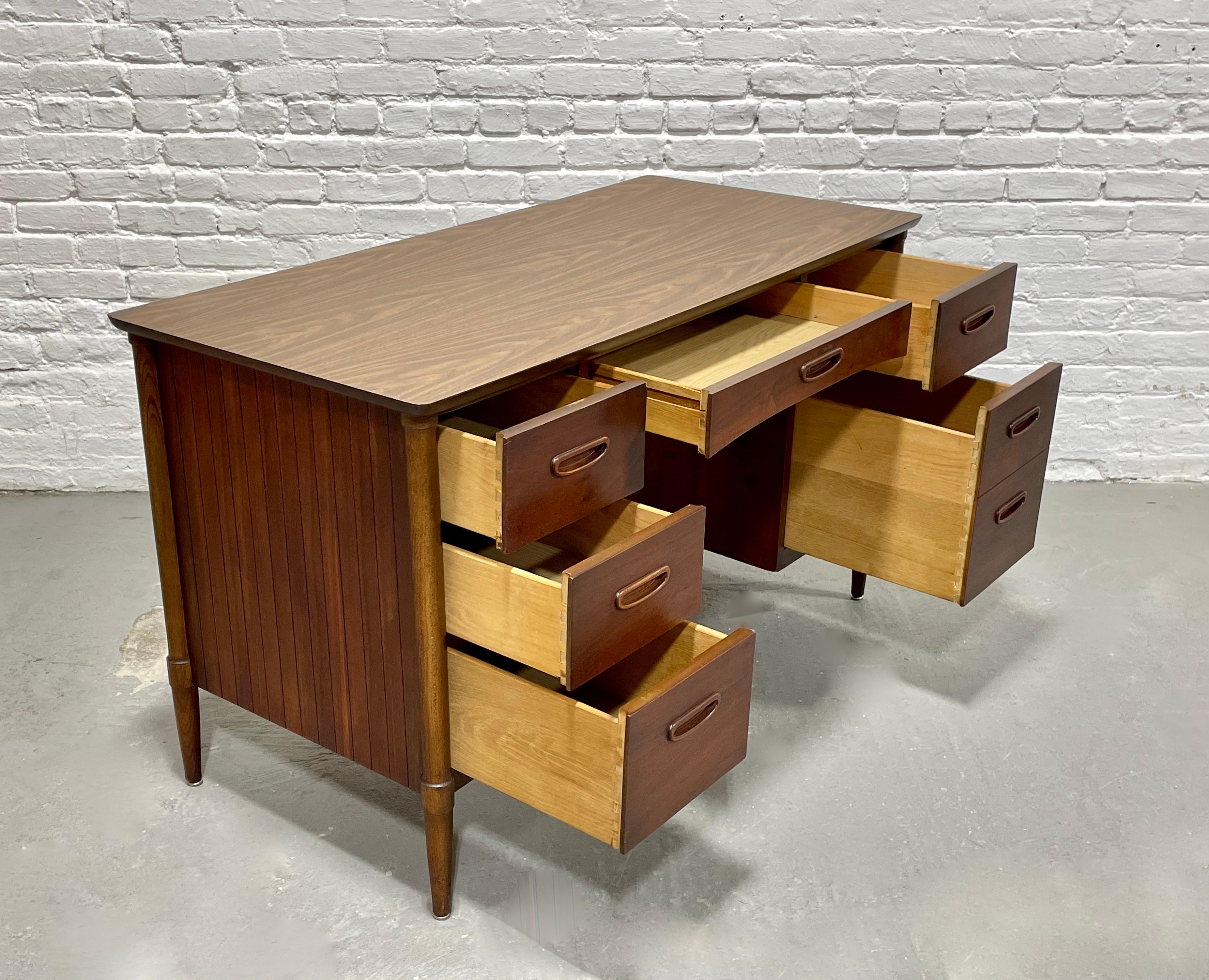 Wood Mid Century MODERN Double-Sided WALNUT DESK by Lane Furniture, c. 1960's