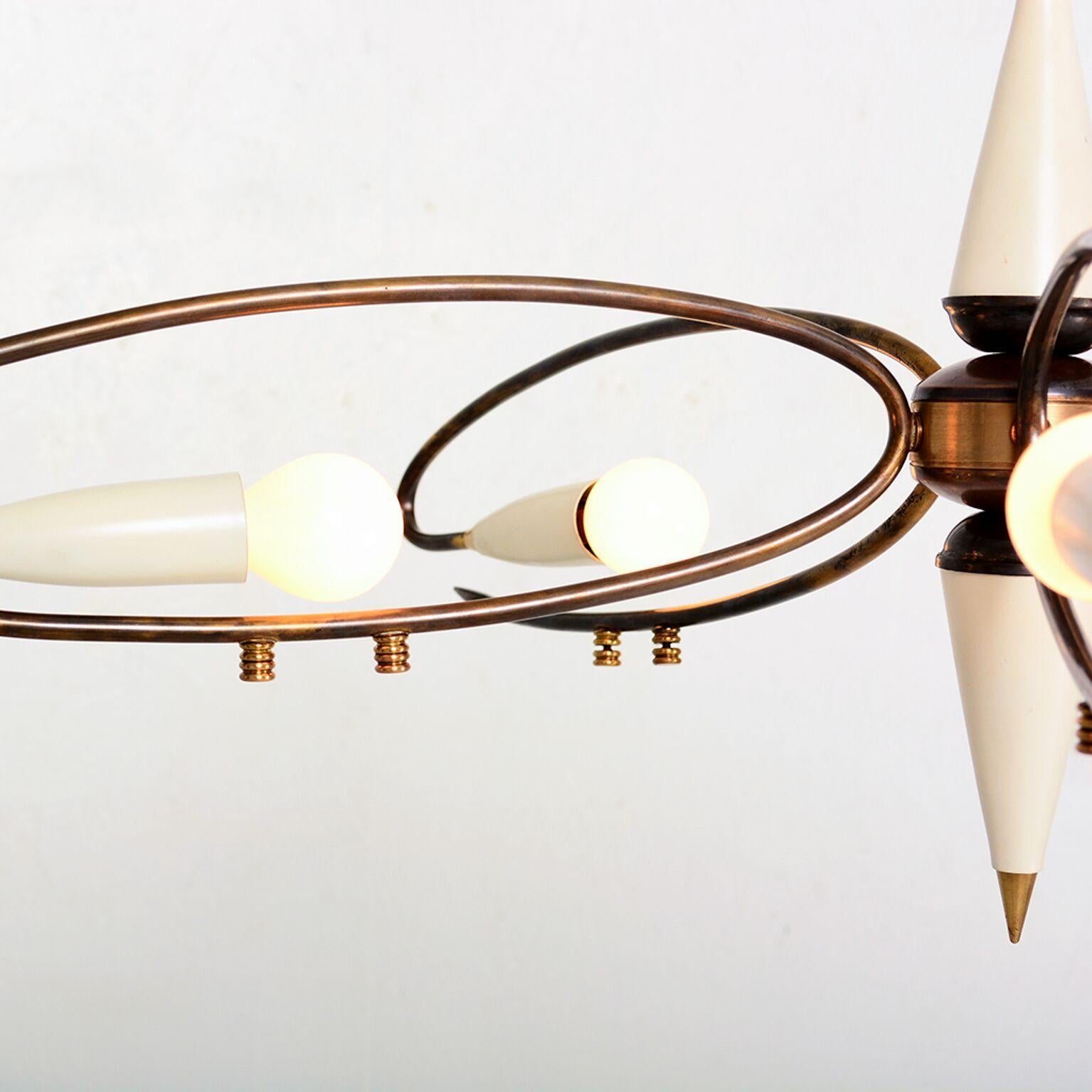  1950s Italian Sputnik Chandelier Lamp by Stilnovo For Sale 1