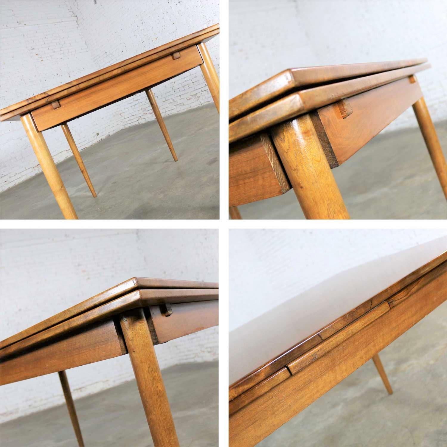 Mid-Century Modern Draw Leaf Extending Dining Table After Conant Ball 5