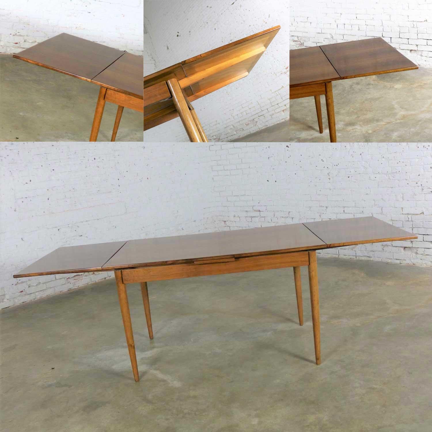 Mid-Century Modern Draw Leaf Extending Dining Table After Conant Ball 7