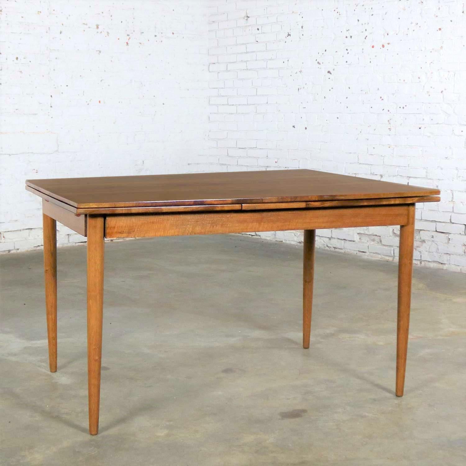 20th Century Mid-Century Modern Draw Leaf Extending Dining Table After Conant Ball