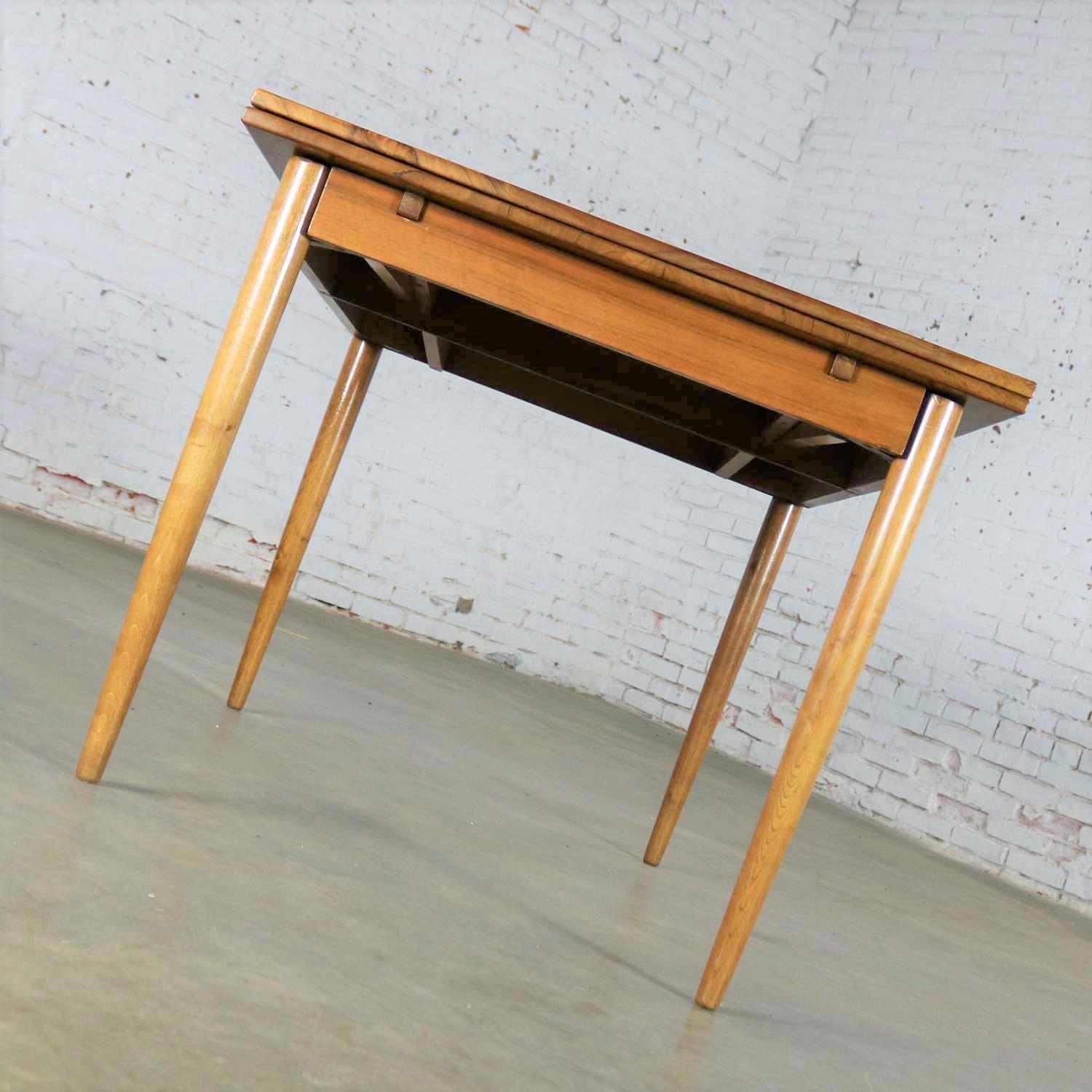 Mid-Century Modern Draw Leaf Extending Dining Table After Conant Ball 1