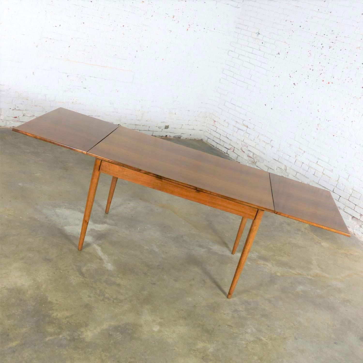 Mid-Century Modern Draw Leaf Extending Dining Table After Conant Ball 4