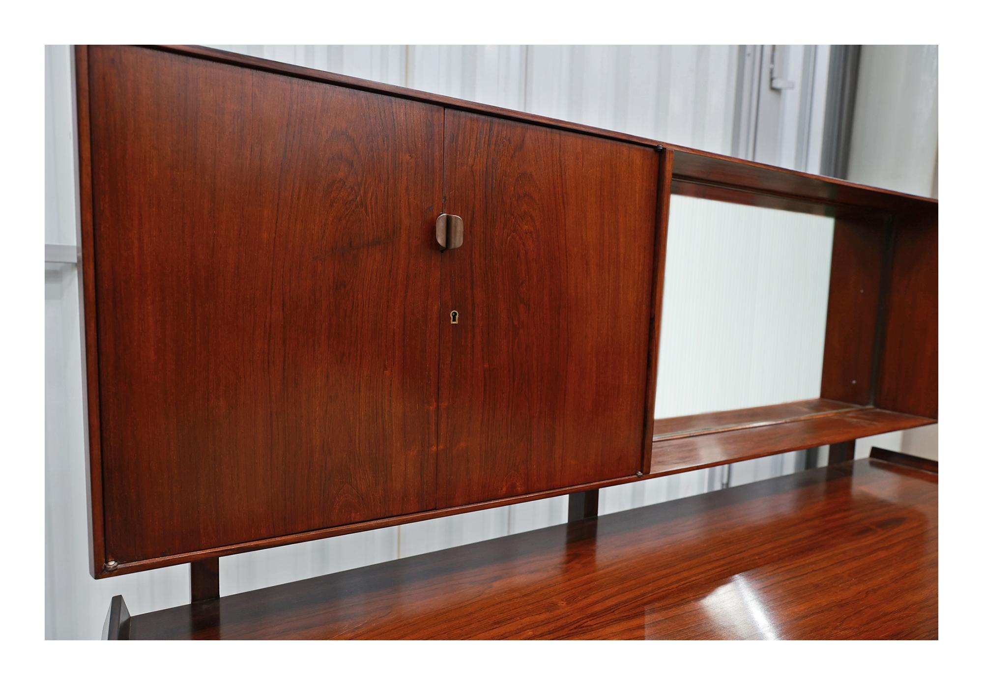 Mid-Century Modern Dresser and Stool in Hardwood, by Carlo Hauner, Brazil In Good Condition For Sale In New York, NY