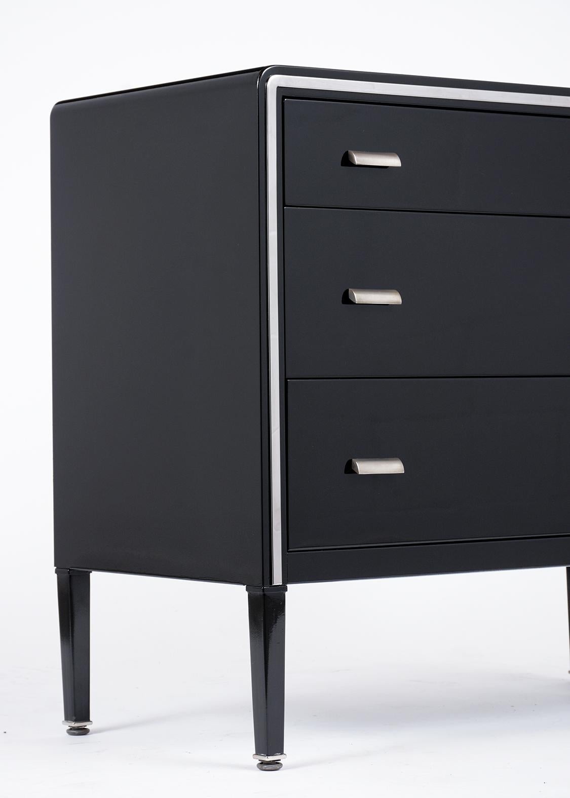 black metal chest of drawers