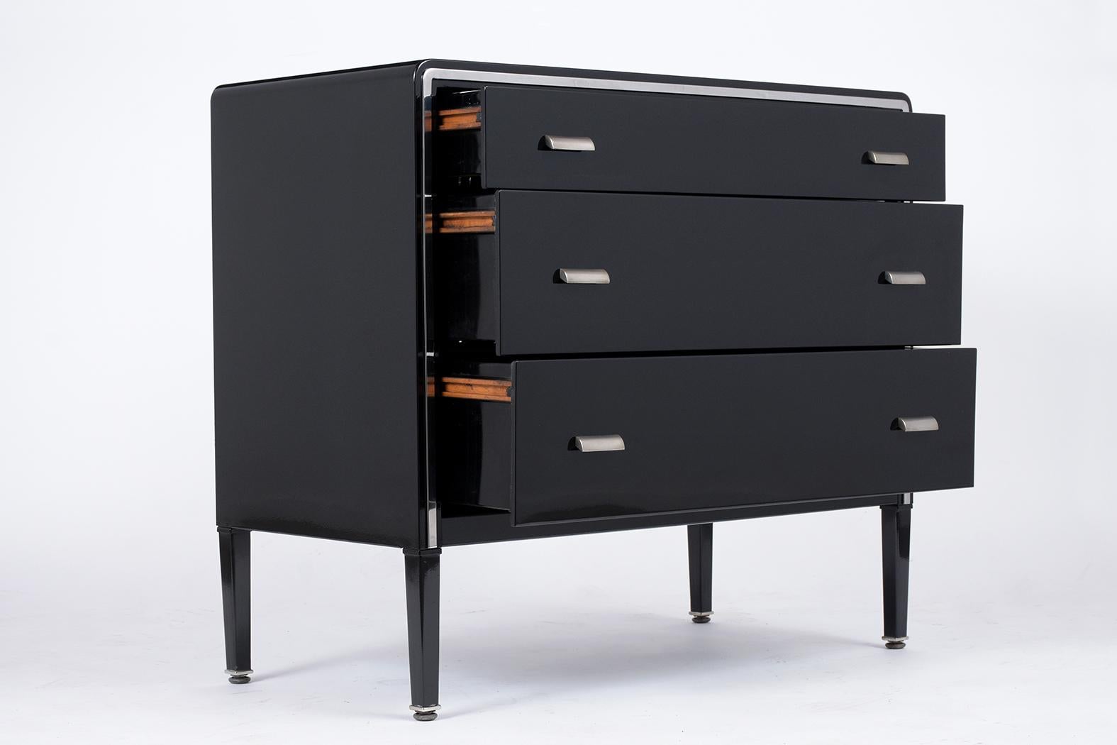 Lacquered Mid-Century Modern Black Metal Dresser 