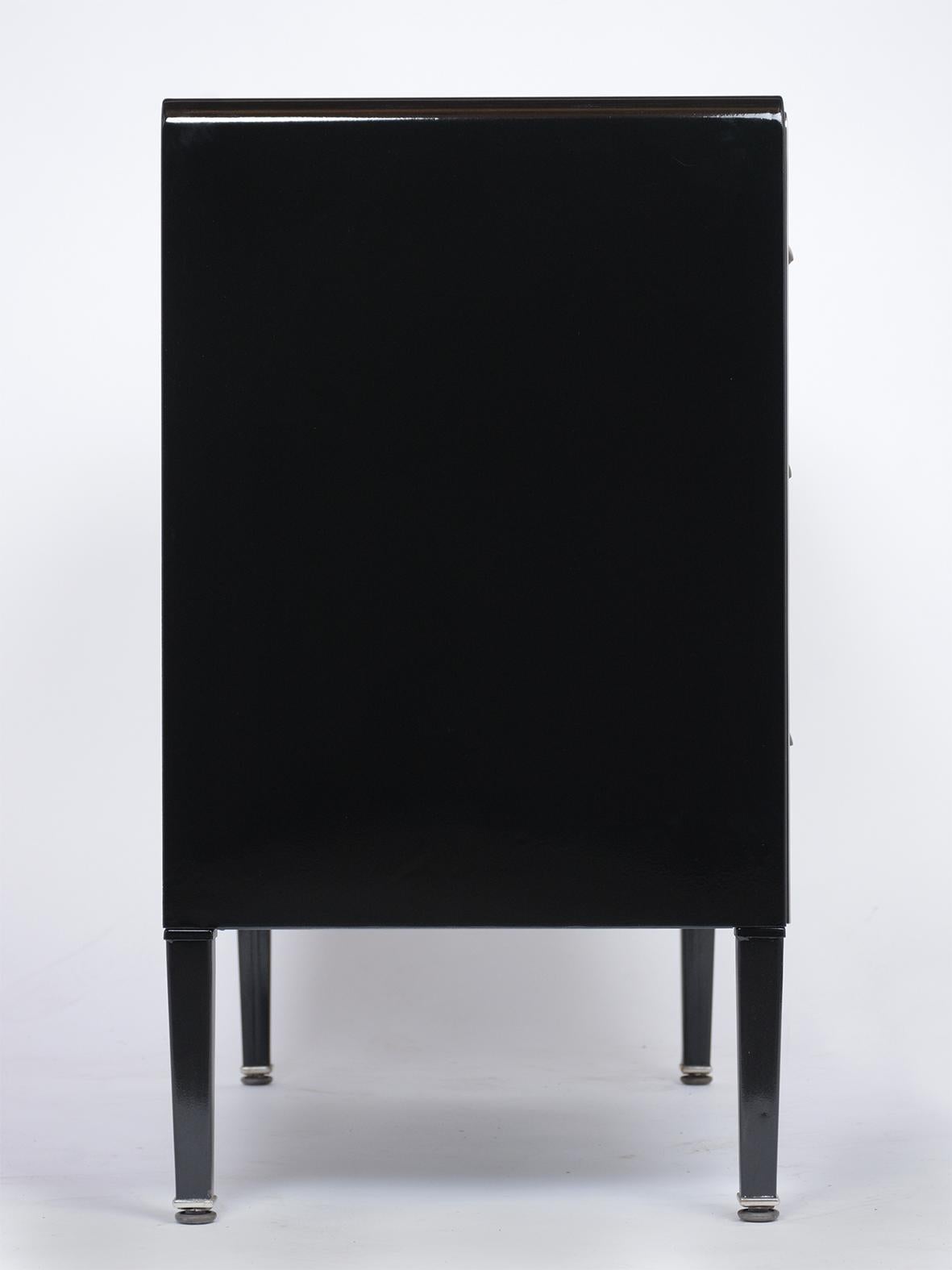 Lacquer Mid-Century Modern Black Metal Dresser 