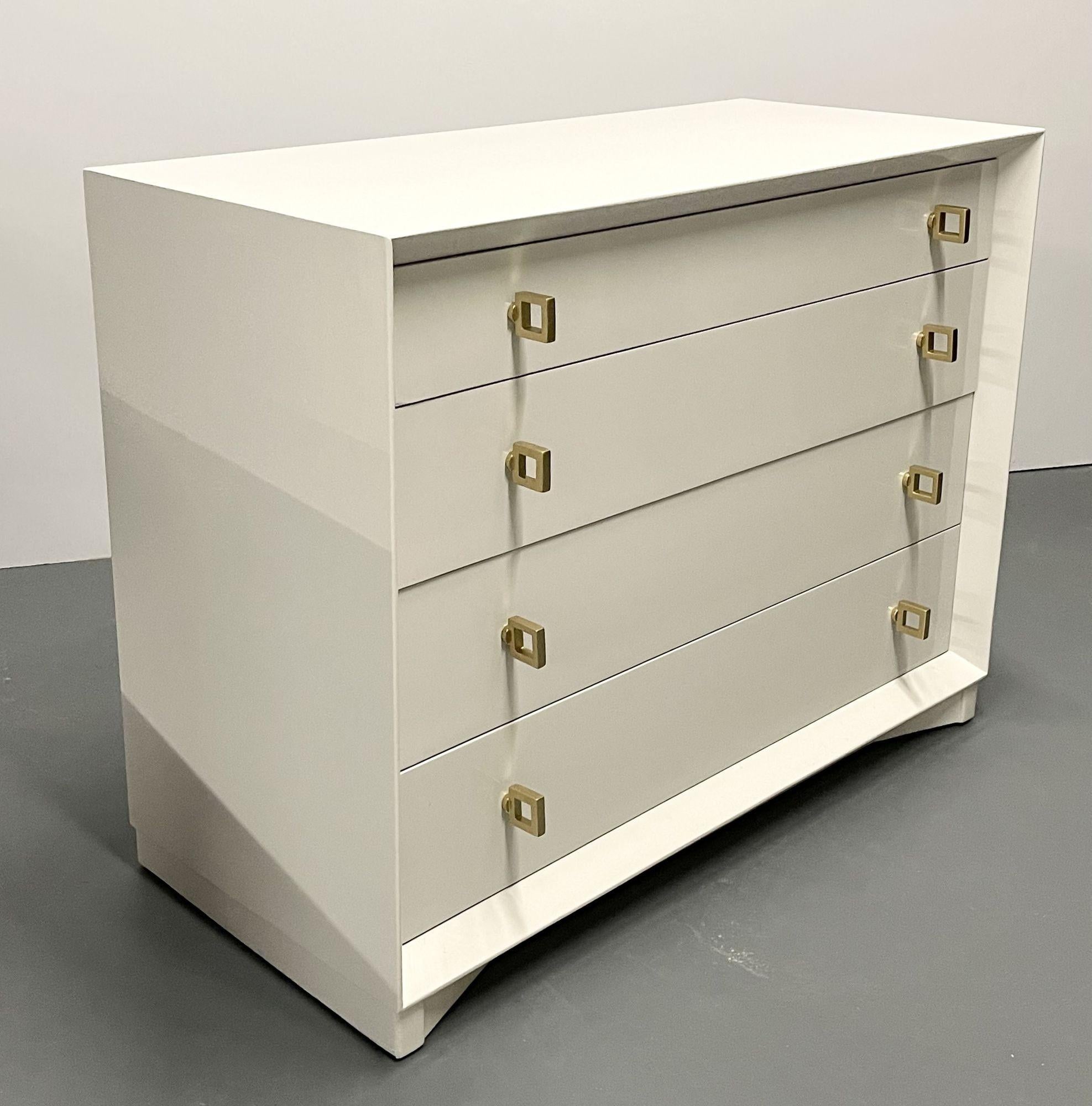 Mid-Century Modern Dresser/Chest, Nightstand, White Lacquer, Paul Frankl In Good Condition In Stamford, CT