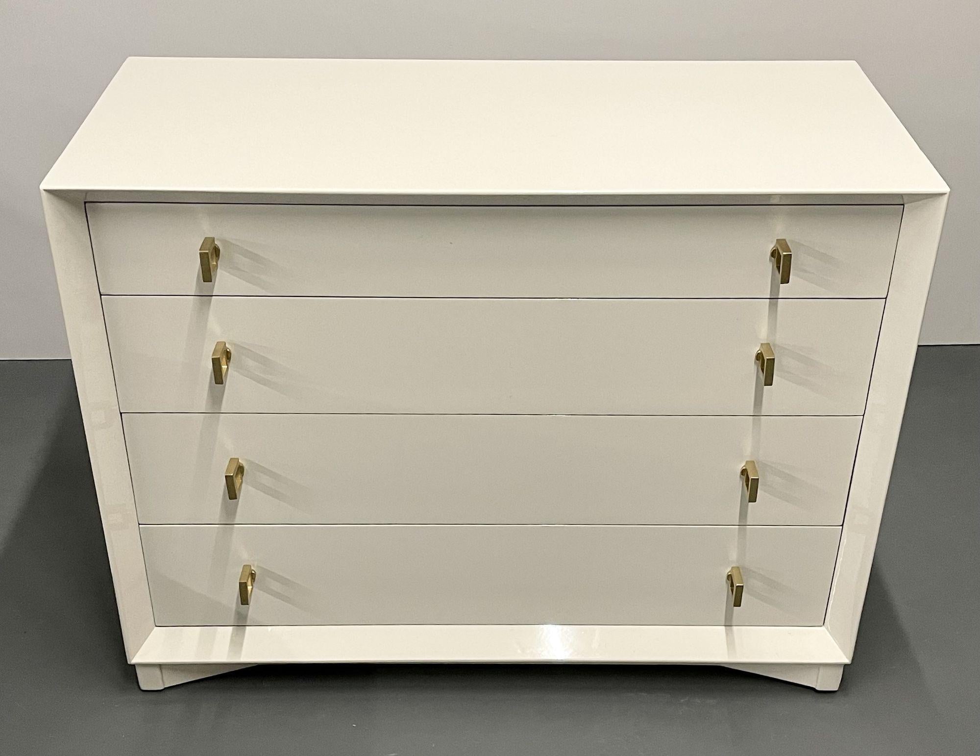 20th Century Mid-Century Modern Dresser/Chest, Nightstand, White Lacquer, Paul Frankl
