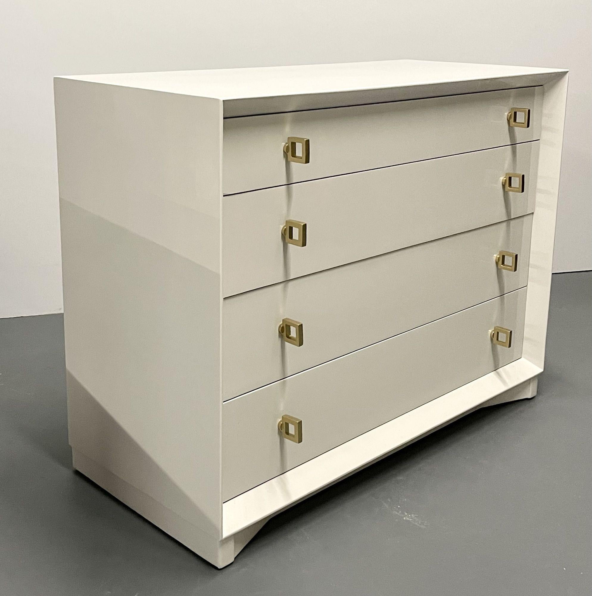 Wood Mid-Century Modern Dresser/Chest, Nightstand, White Lacquer, Paul Frankl