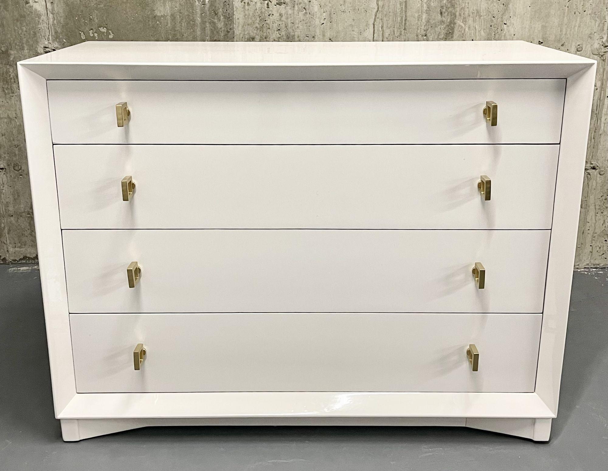 Mid-Century Modern Dresser/Chest, Nightstand, White Lacquer, Paul Frankl 1