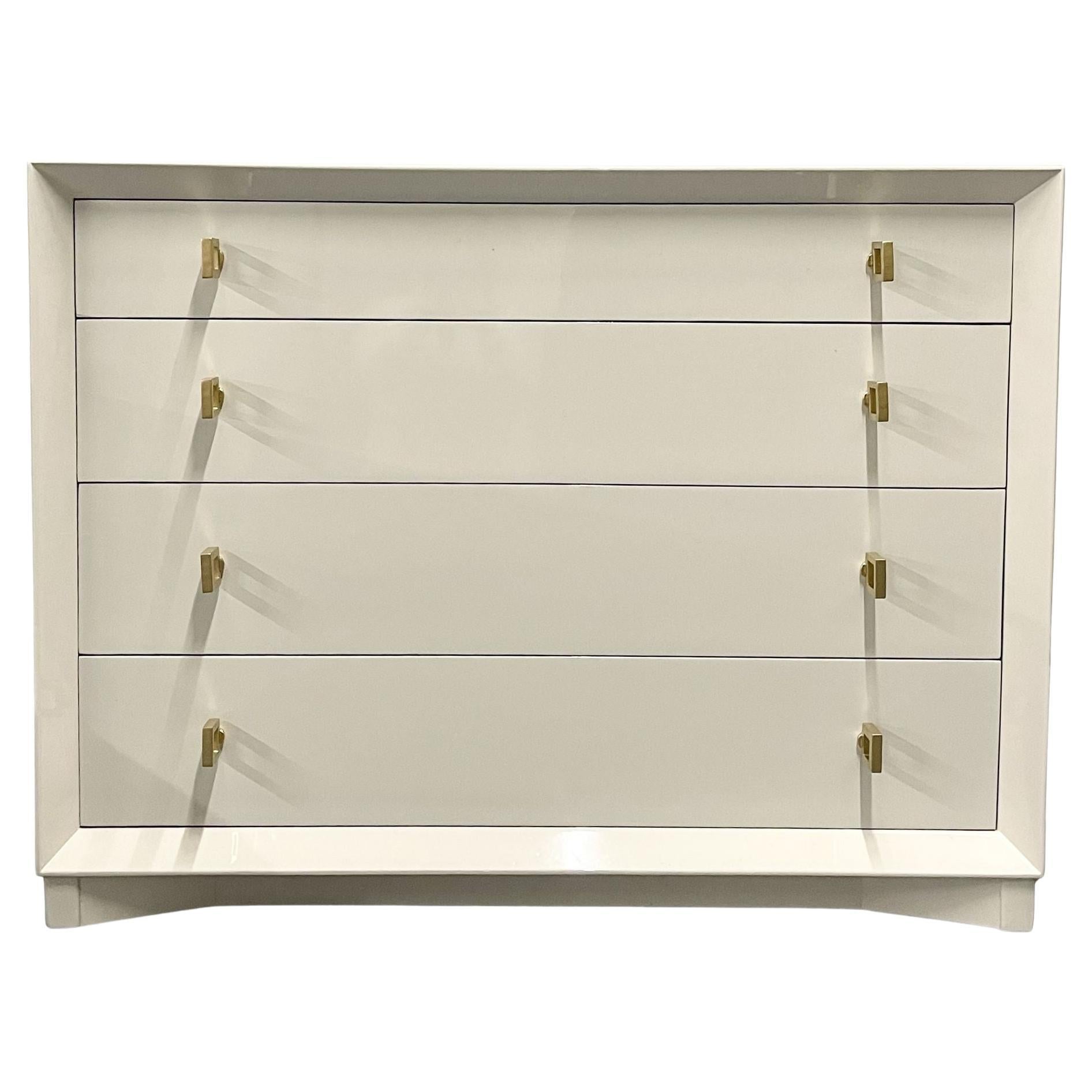 Mid-Century Modern Dresser/Chest, Nightstand, White Lacquer, Paul Frankl