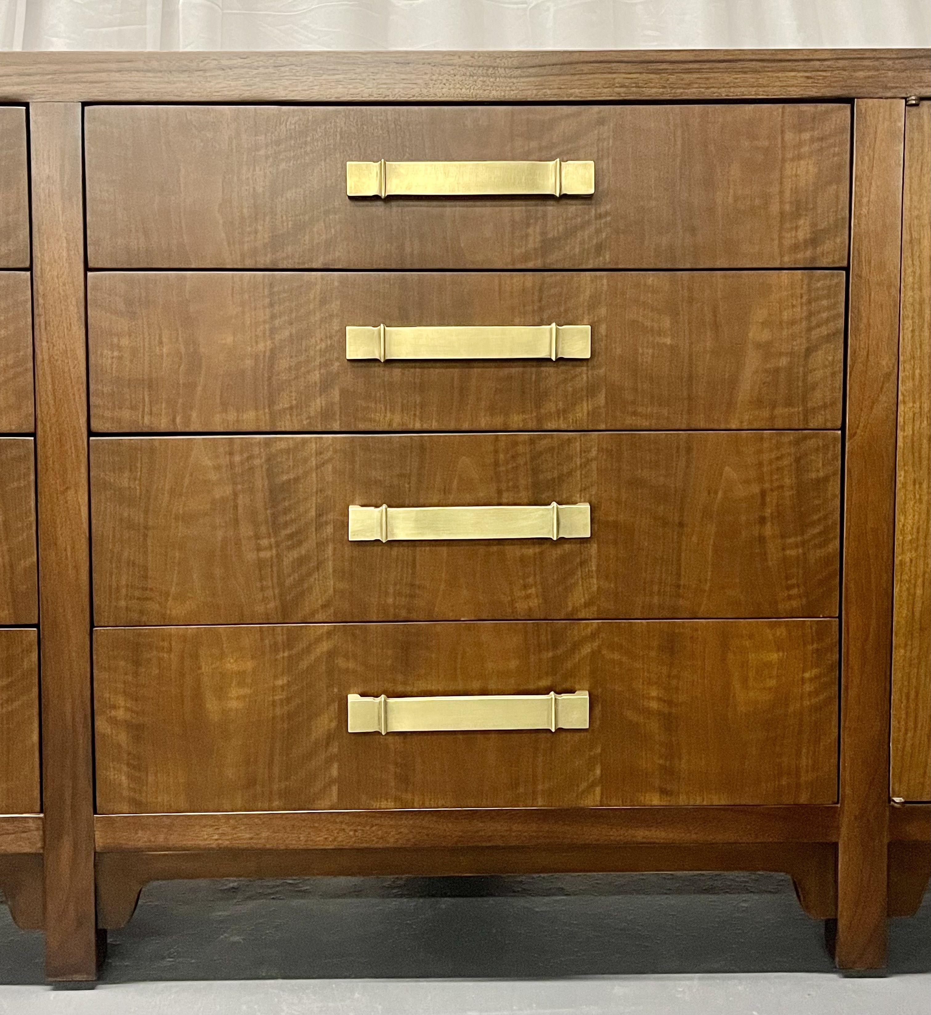 Mid-Century Modern Dresser/Sideboard/Cabinet, American, Walnut, Brass Accents 5