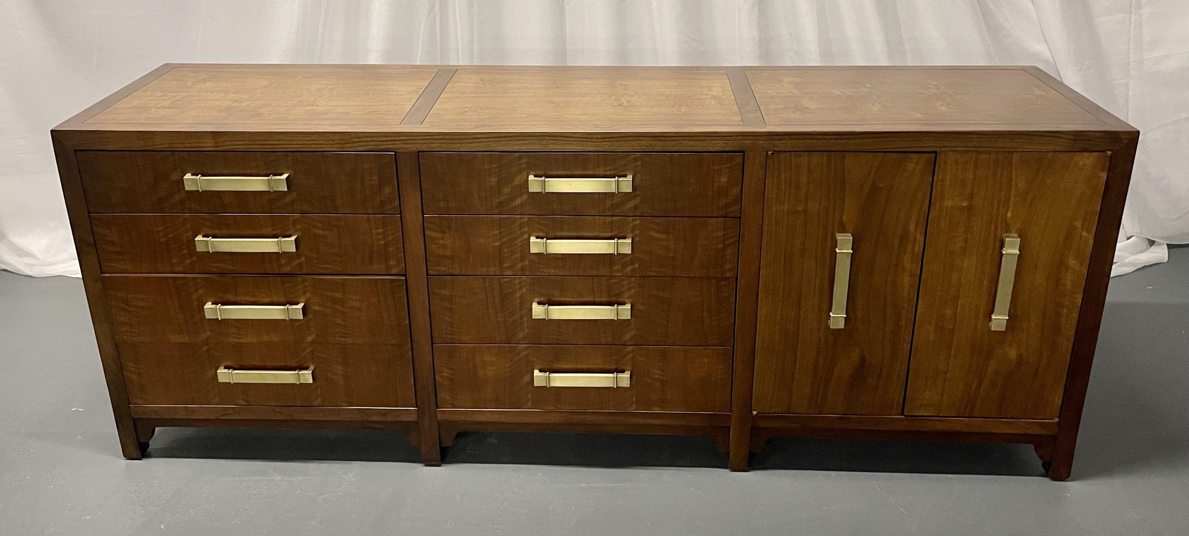 Mid-20th Century Mid-Century Modern Dresser/Sideboard/Cabinet, American, Walnut, Brass Accents