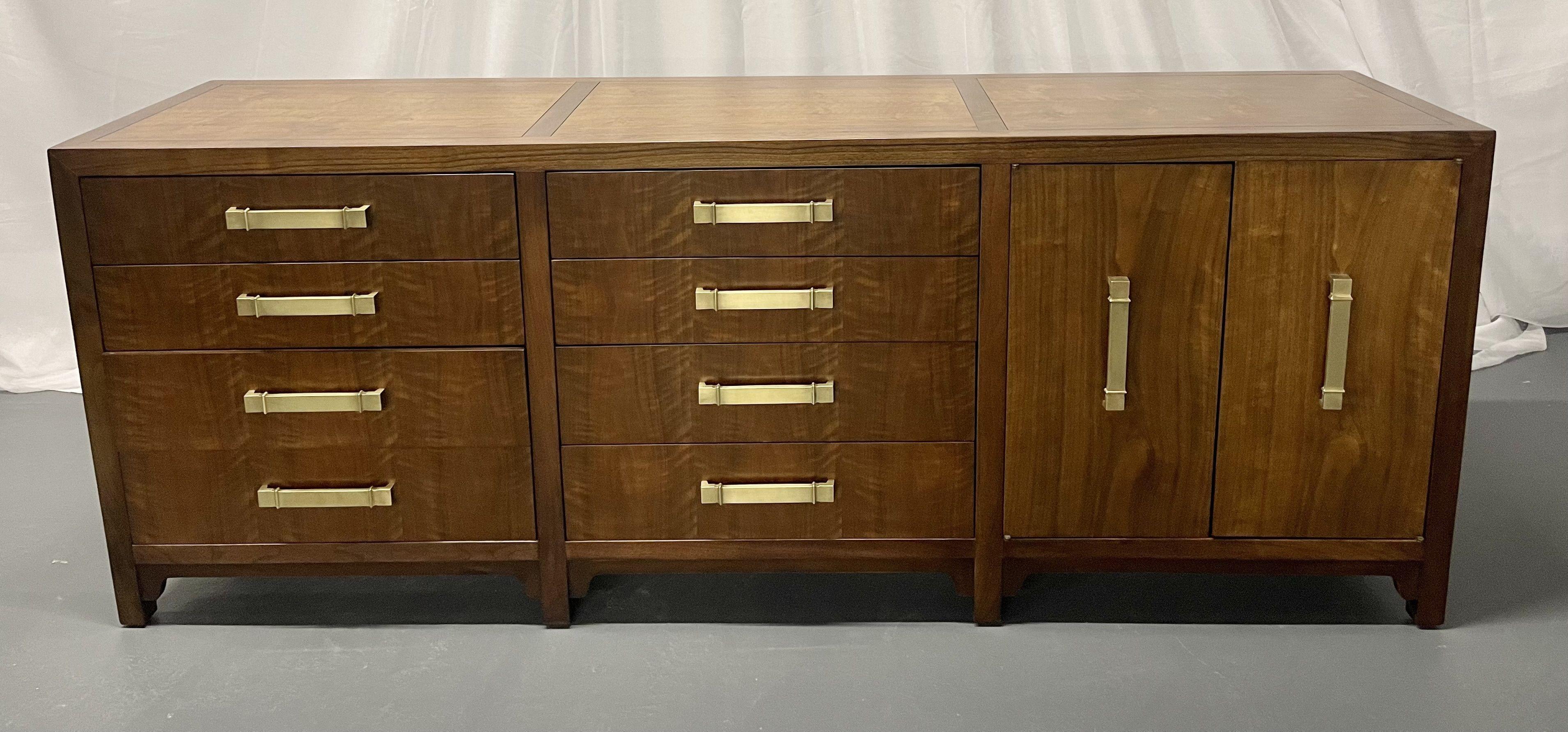 Mid-Century Modern Dresser/Sideboard/Cabinet, American, Walnut, Brass Accents 1