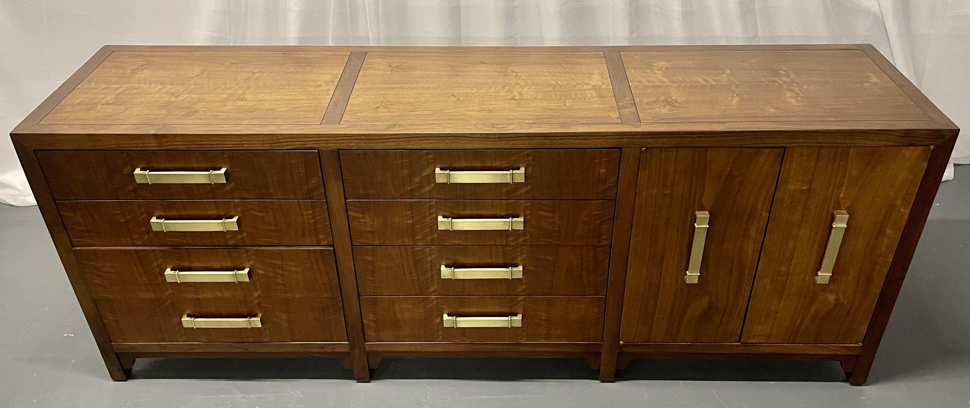 Mid-Century Modern Dresser/Sideboard/Cabinet, American, Walnut, Brass Accents 2