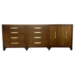 Mid-Century Modern Dresser/Sideboard/Cabinet, American, Walnut, Brass Accents