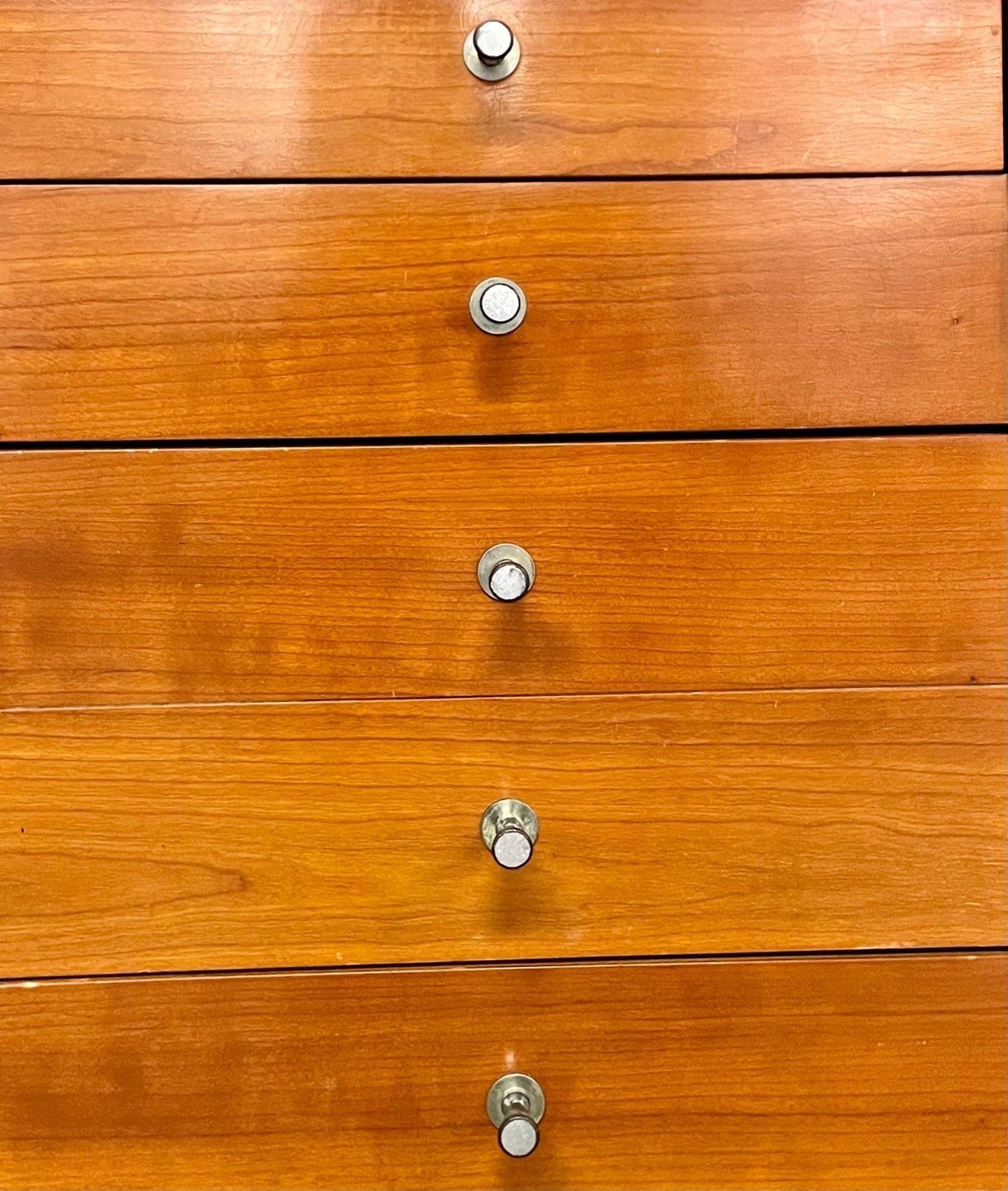 Mid-Century Modern Dresser, Sideboard, Style or John Stuart, Metal Base In Good Condition In Stamford, CT