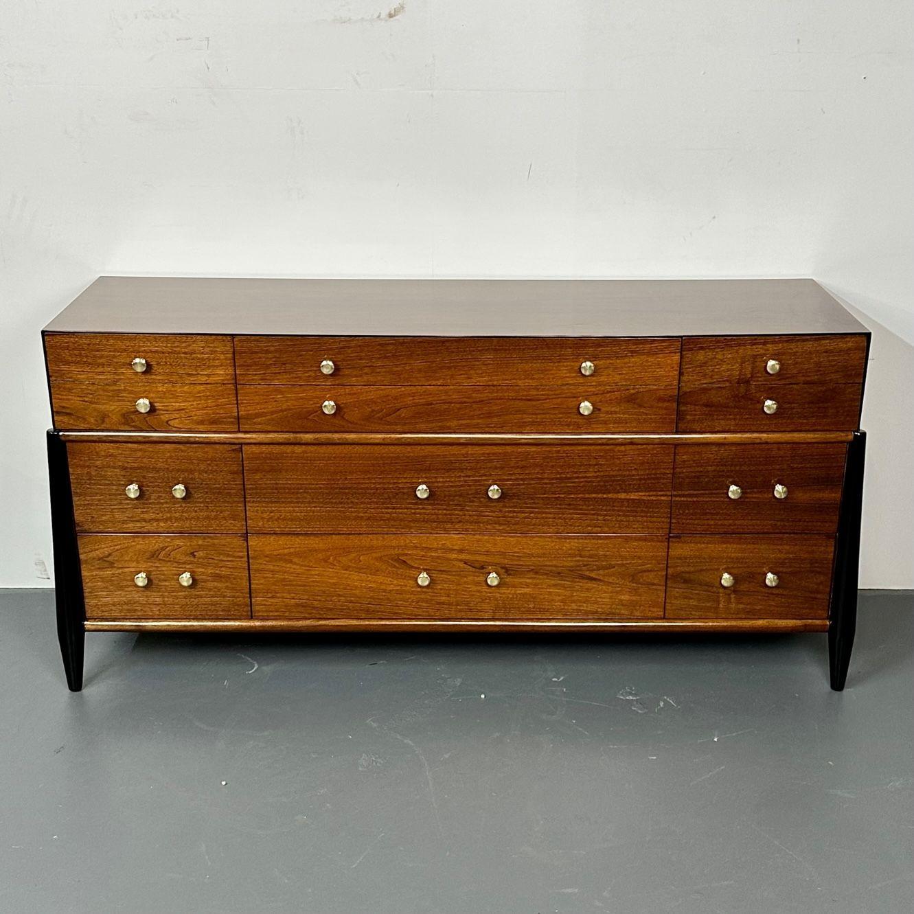 Mid Century Modern Dresser, West Michigan Furniture Co. Ebony, Walnut, Metz For Sale 4