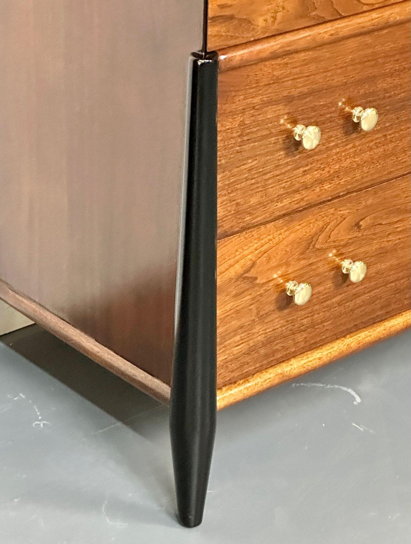 20th Century Mid Century Modern Dresser, West Michigan Furniture Co. Ebony, Walnut, Metz For Sale