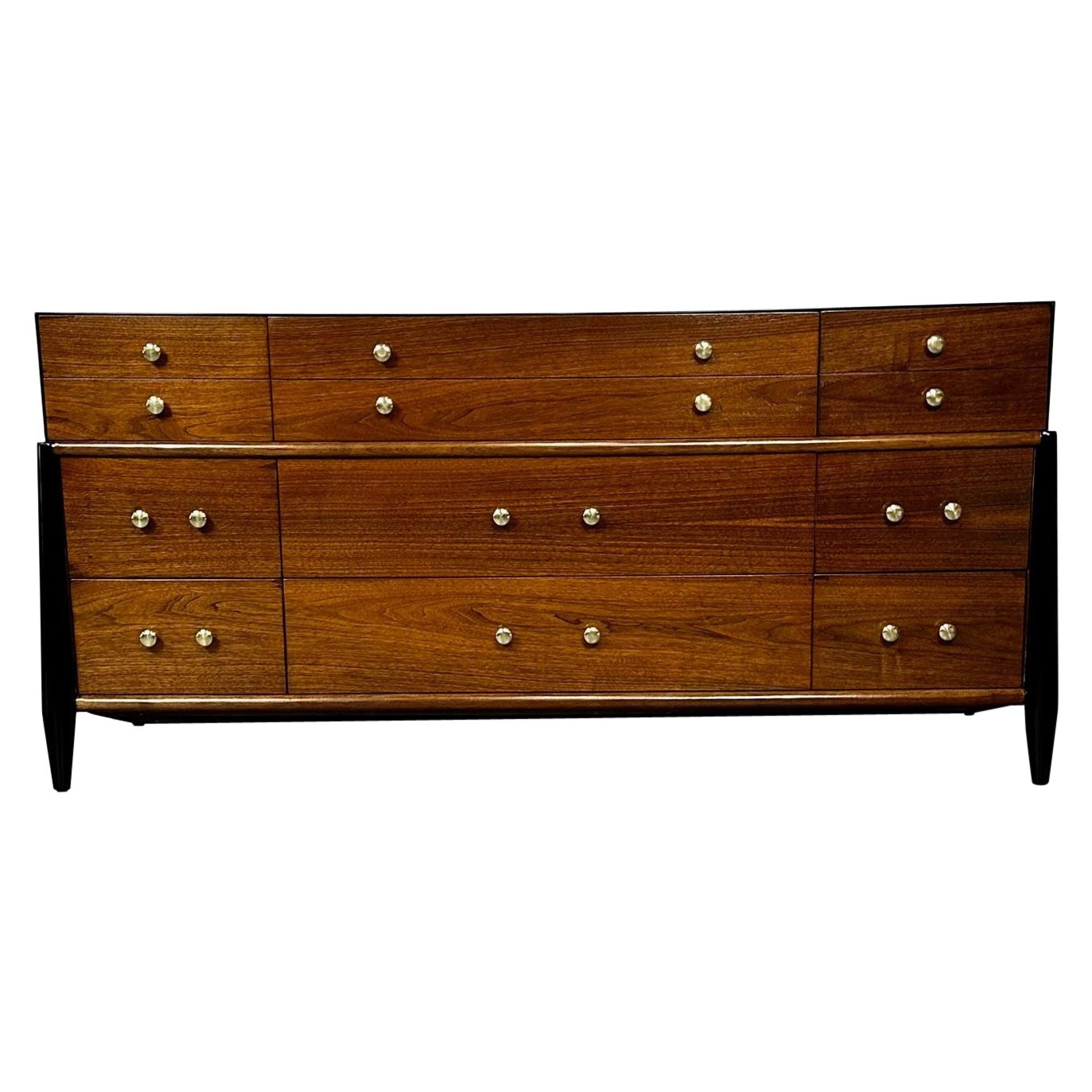 Comò moderno del Mid Century, West Michigan Furniture Co. Ebano, Noce, Metz