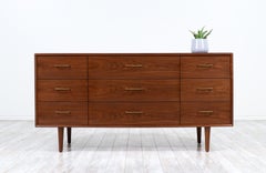 Mid-Century Modern Dresser with Brass Accent Pulls for Guild of California