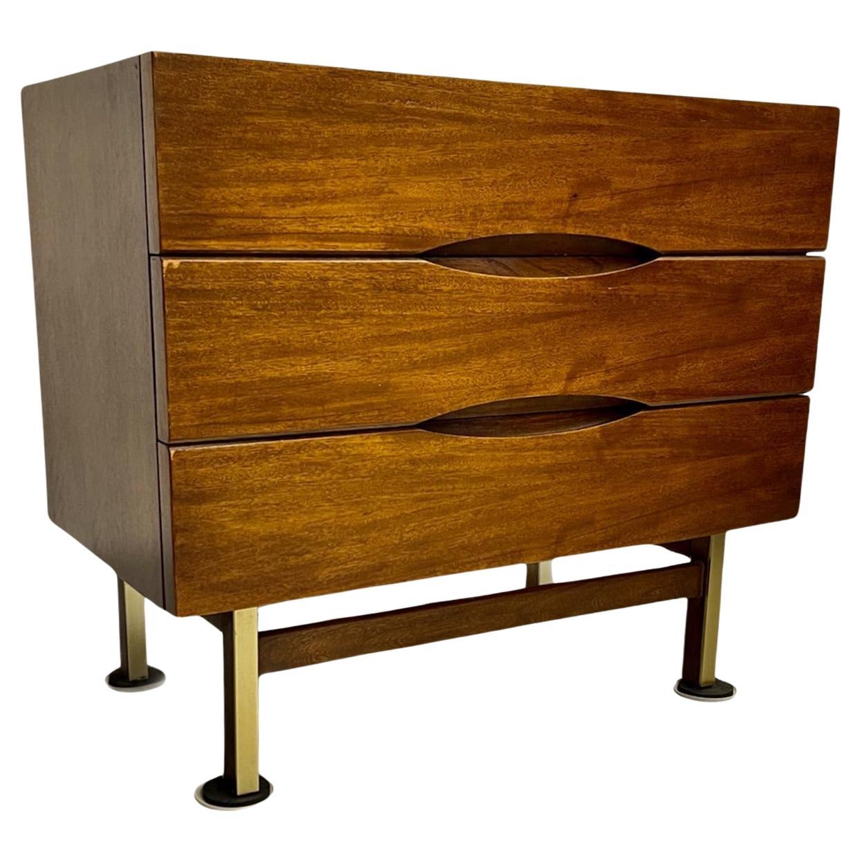 Mid Century Modern Dresser with Brass & Wooden Legs For Sale