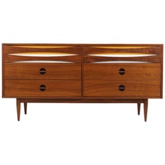 Mid-Century Modern Dresser with Lacquered Bowtie Style Drawers