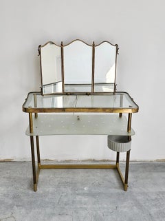 Tocador moderno de mediados de siglo con espejo tríptico de Luigi Brusotti