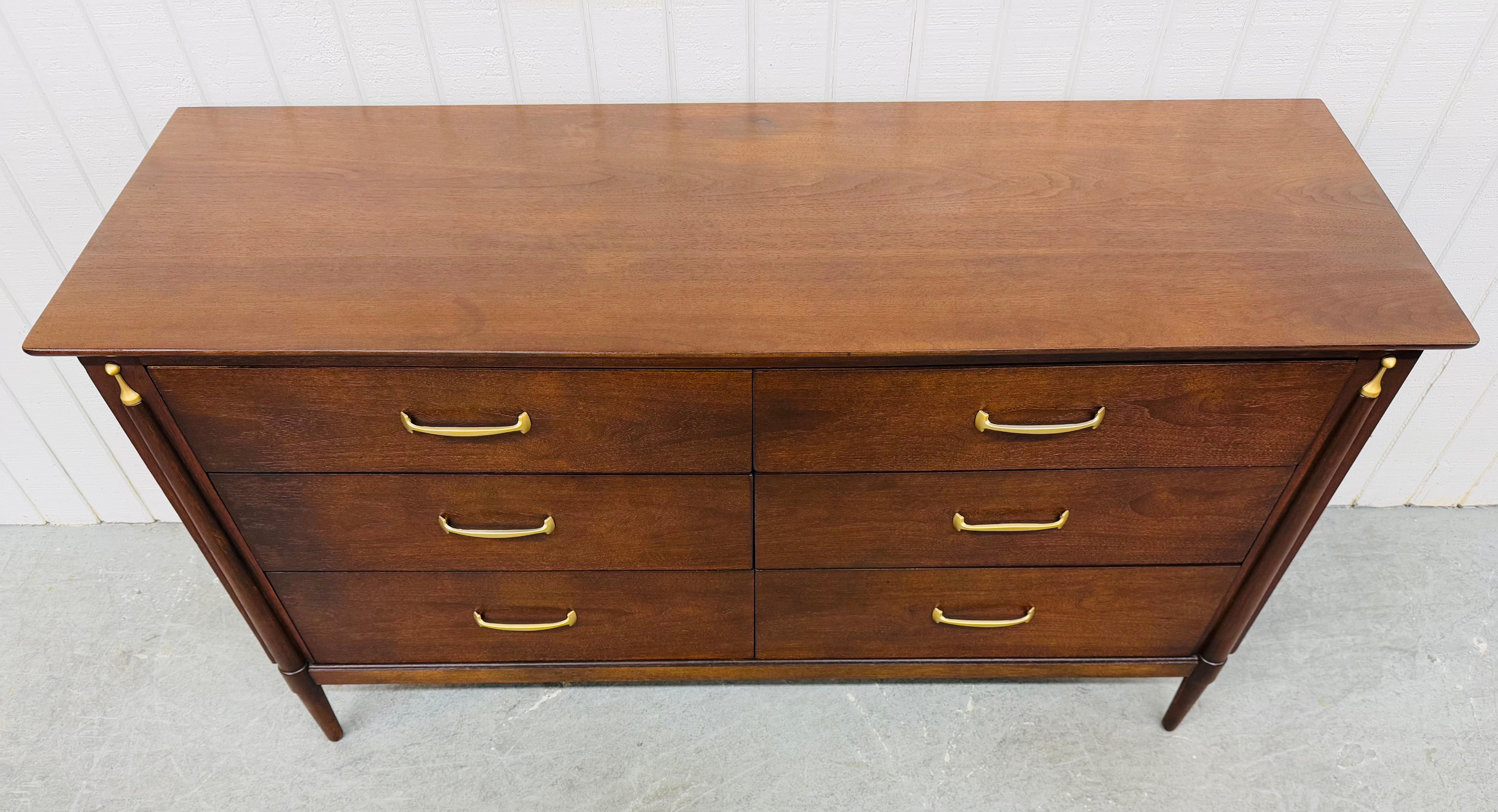 20th Century Mid-Century Modern Drexel 6-Drawer Walnut Dresser
