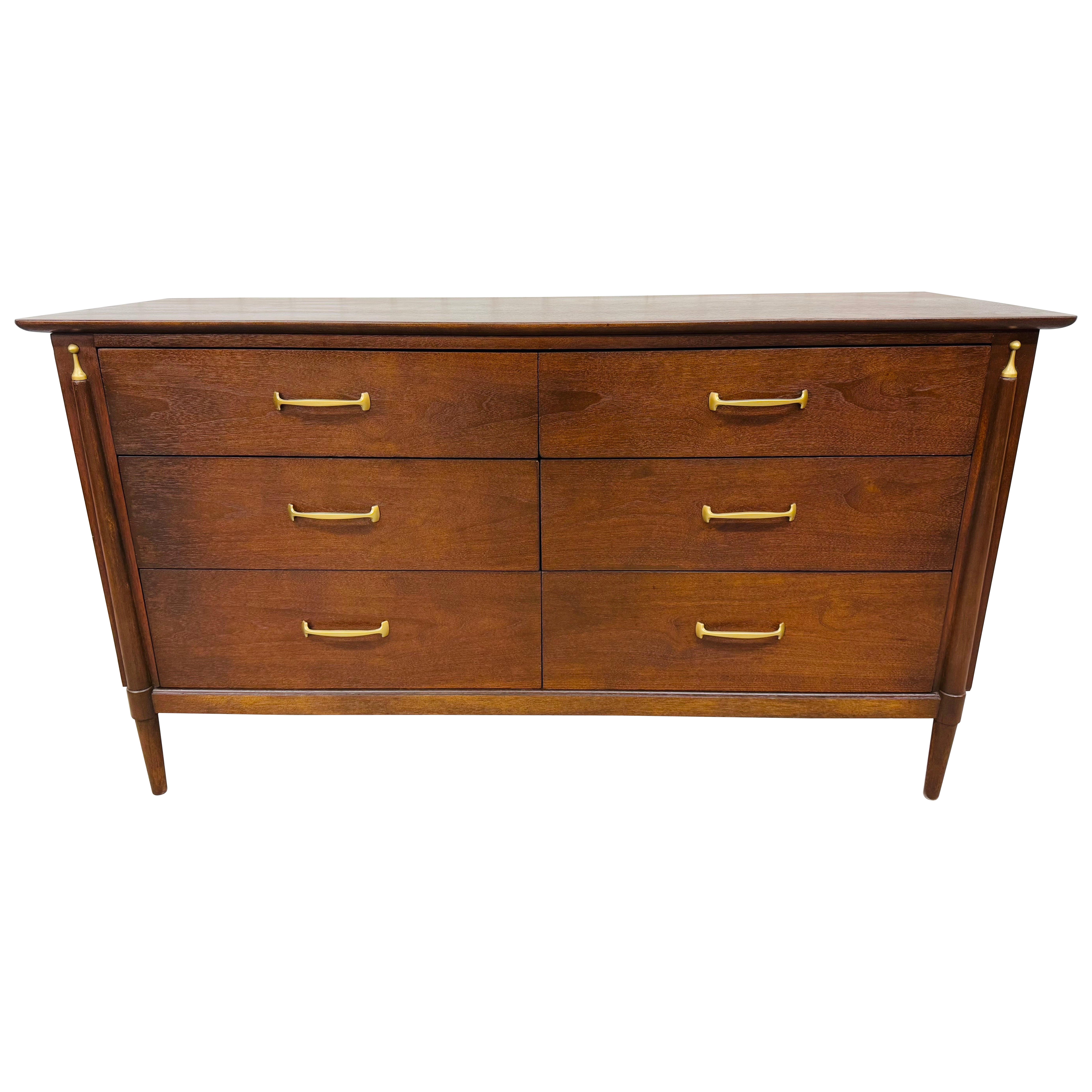 Mid-Century Modern Drexel 6-Drawer Walnut Dresser