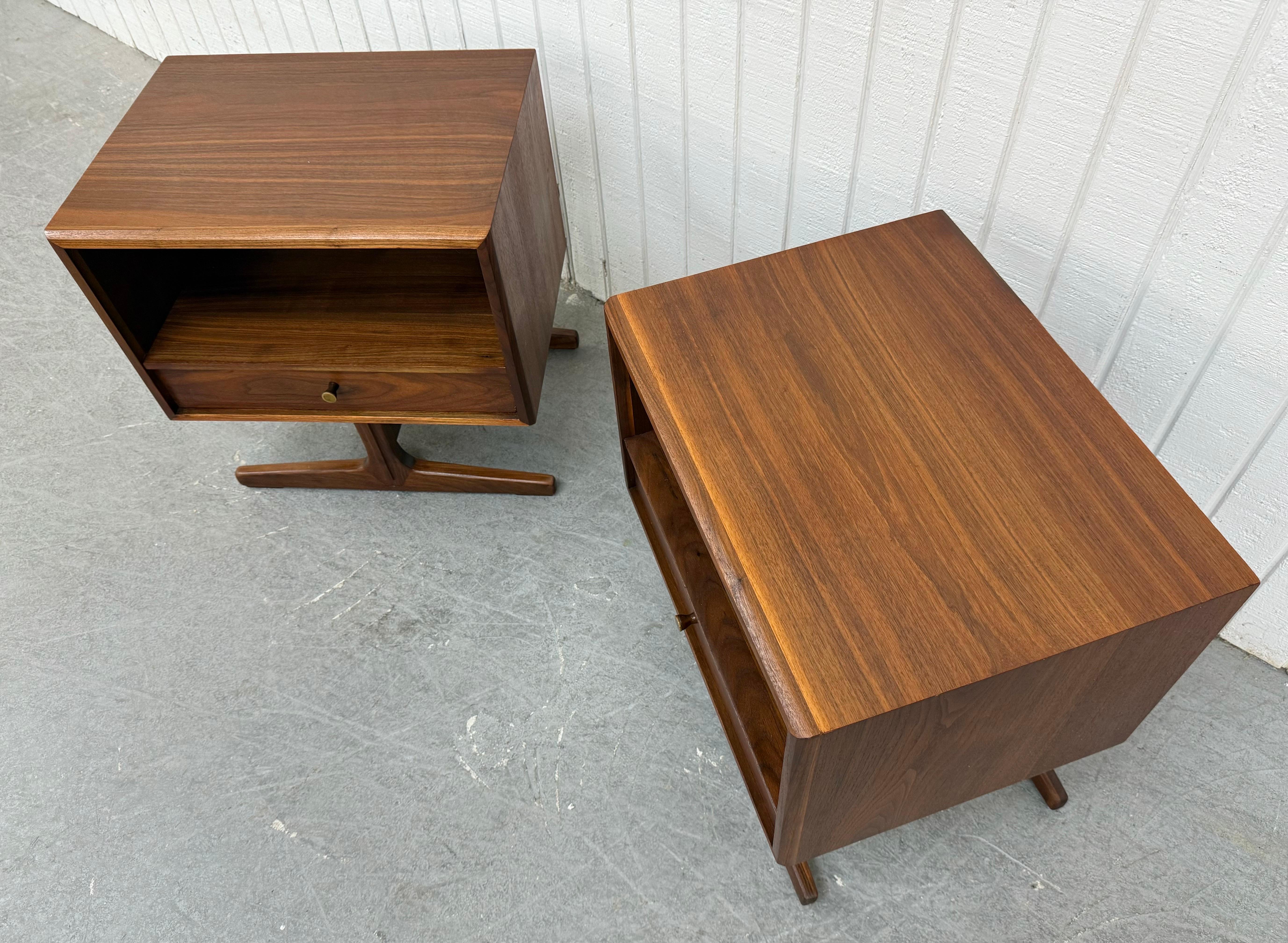 20th Century Mid-Century Modern Drexel “Apart Mates” Walnut Nightstands - Set of 2