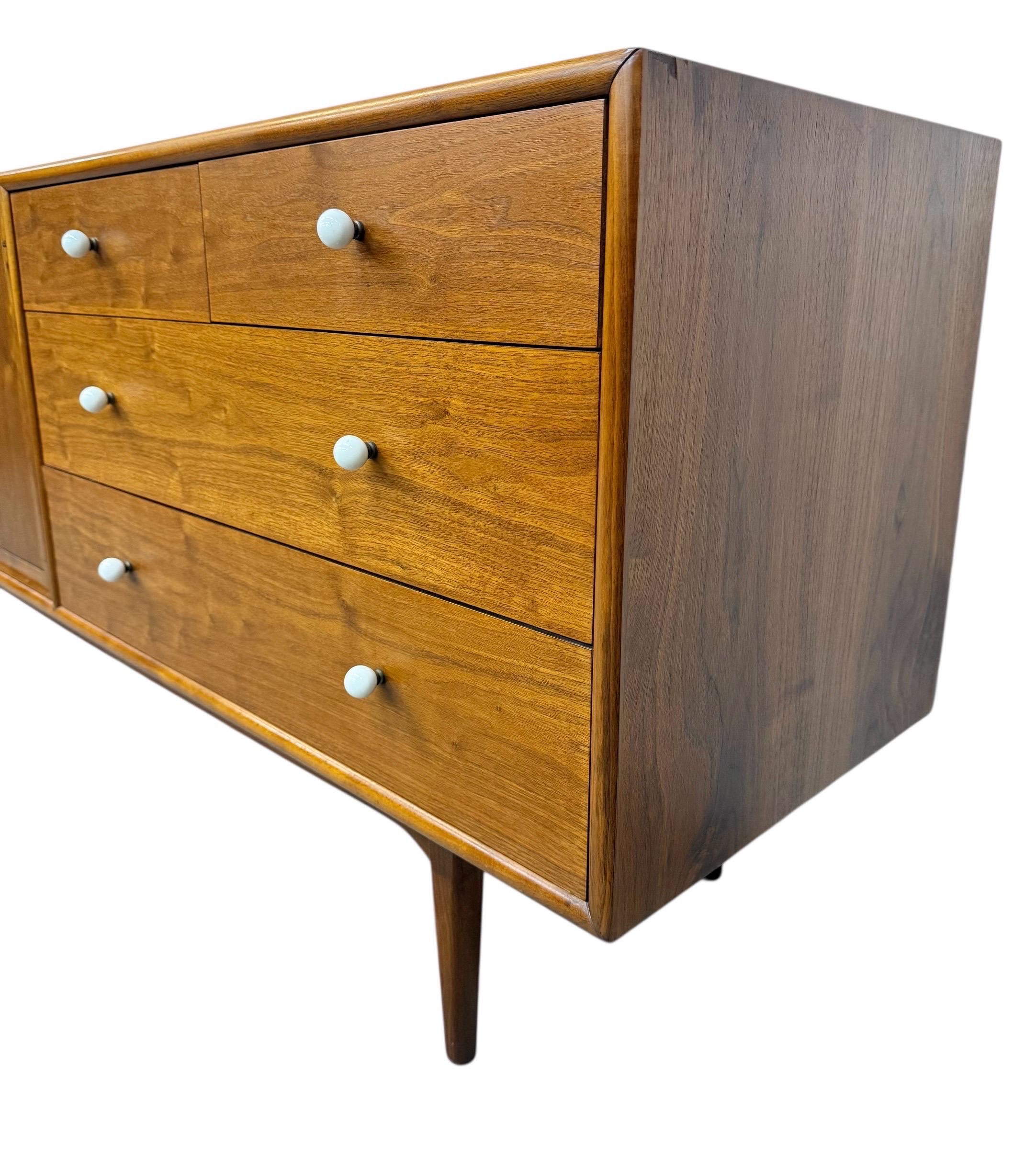 American Mid-Century Modern Drexel Declaration 10-Drawer Walnut Dresser For Sale