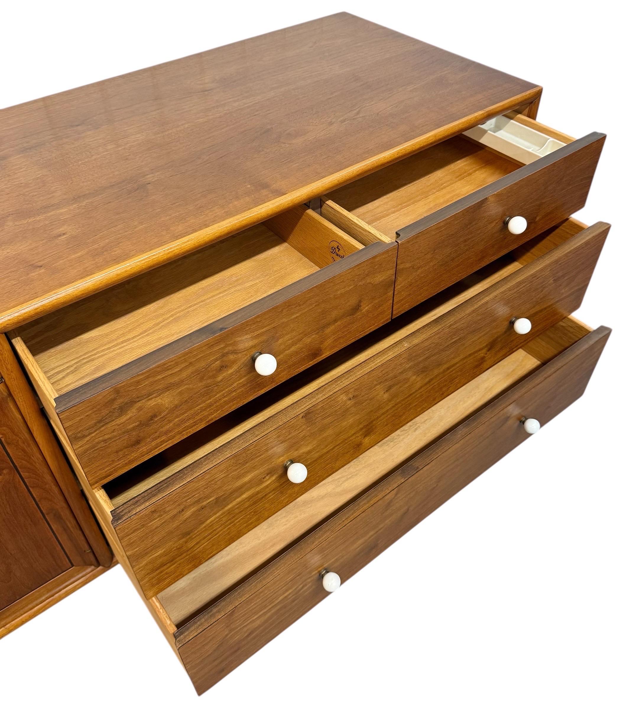 Mid-Century Modern Drexel Declaration 10-Drawer Walnut Dresser For Sale 1