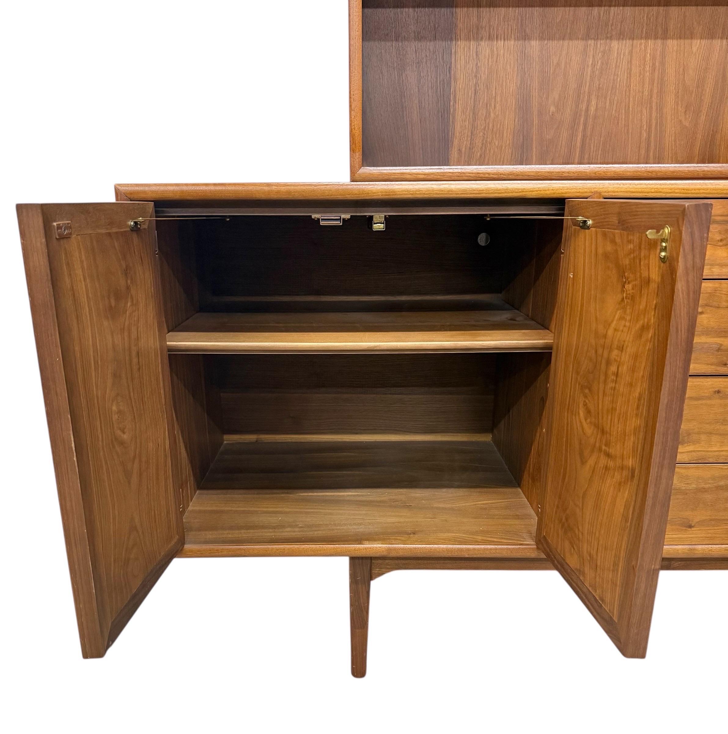 Mid-Century Modern Drexel Declaration Walnut 2-Piece China Cabinet For Sale 2