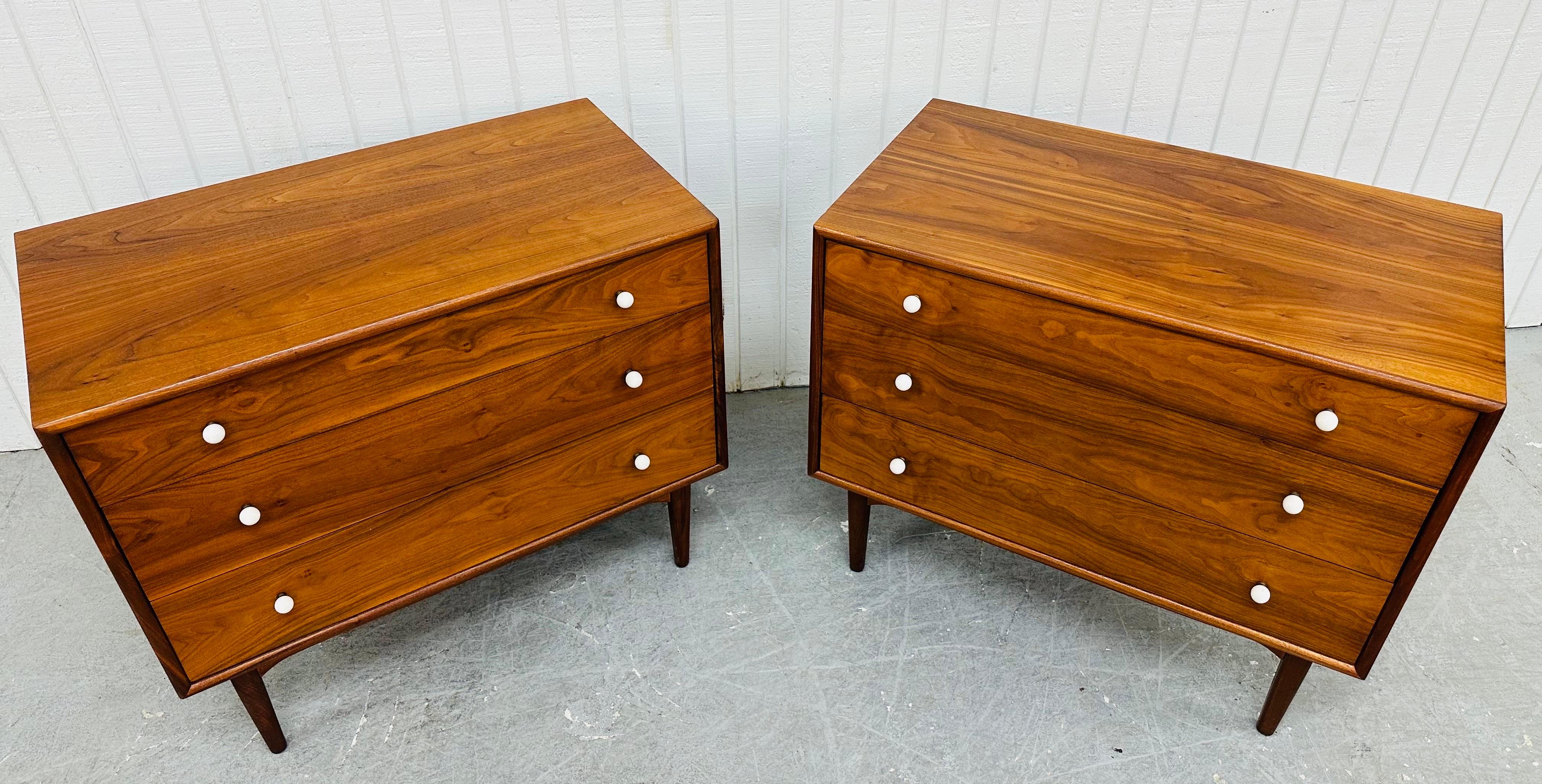 20th Century Mid-Century Modern Drexel Declaration Walnut Bachelor Chests - Set of 2