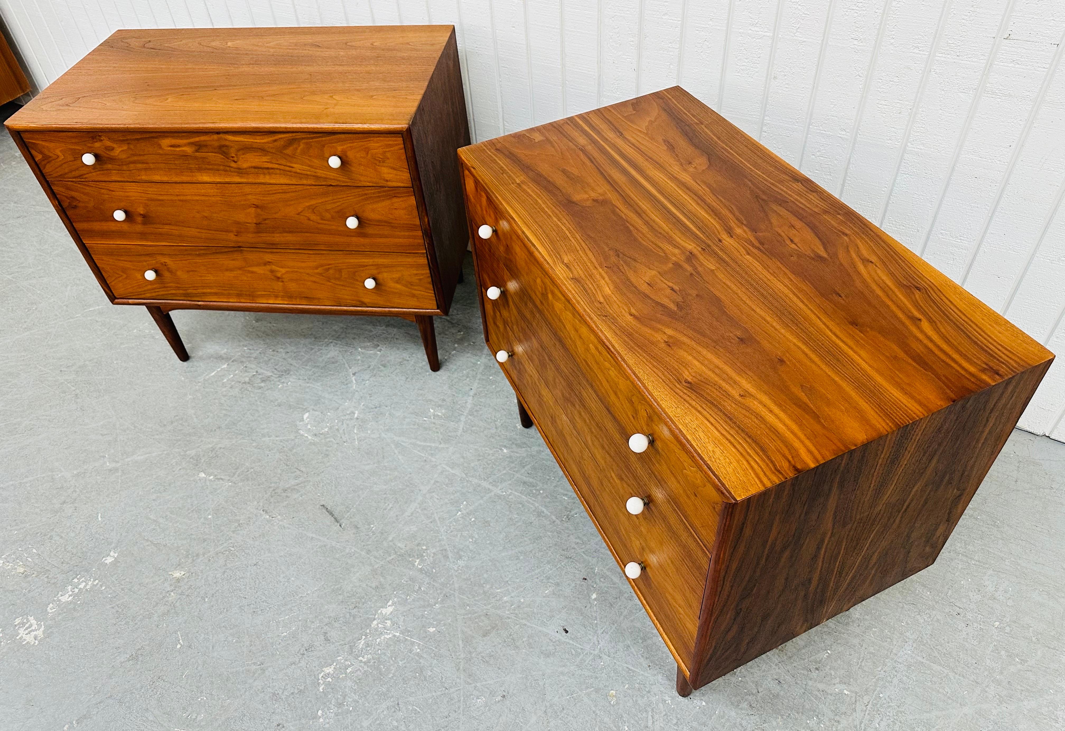 Wood Mid-Century Modern Drexel Declaration Walnut Bachelor Chests - Set of 2