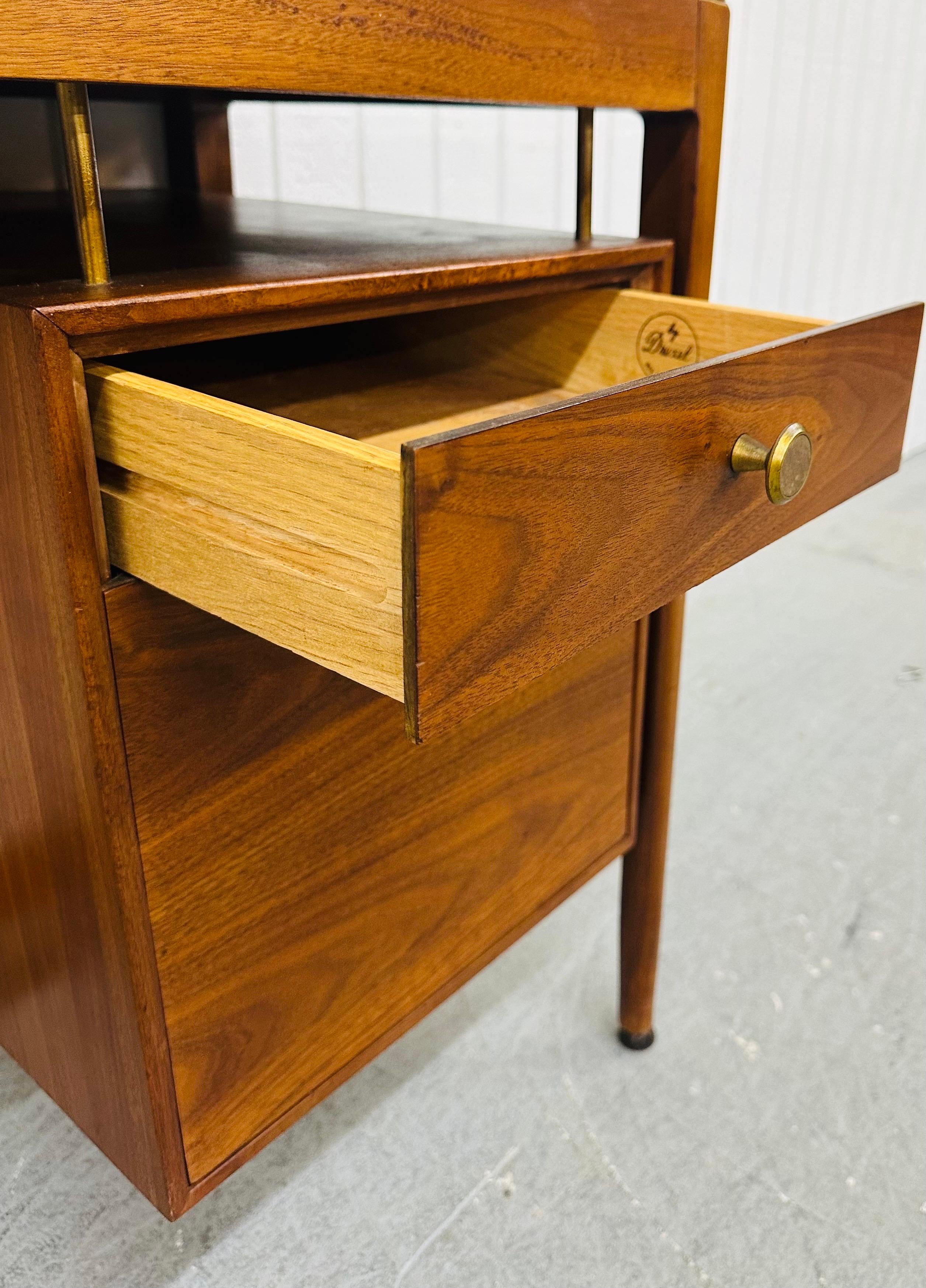 Brass Mid-Century Modern Drexel Declaration Walnut Desk