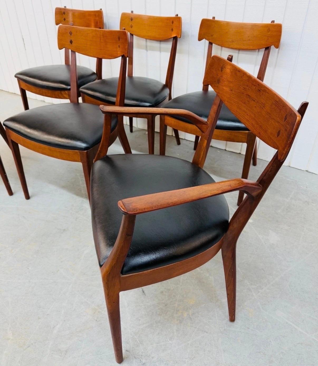 American Mid-Century Modern Drexel Declaration Walnut Dining Chairs - Set of 6 For Sale