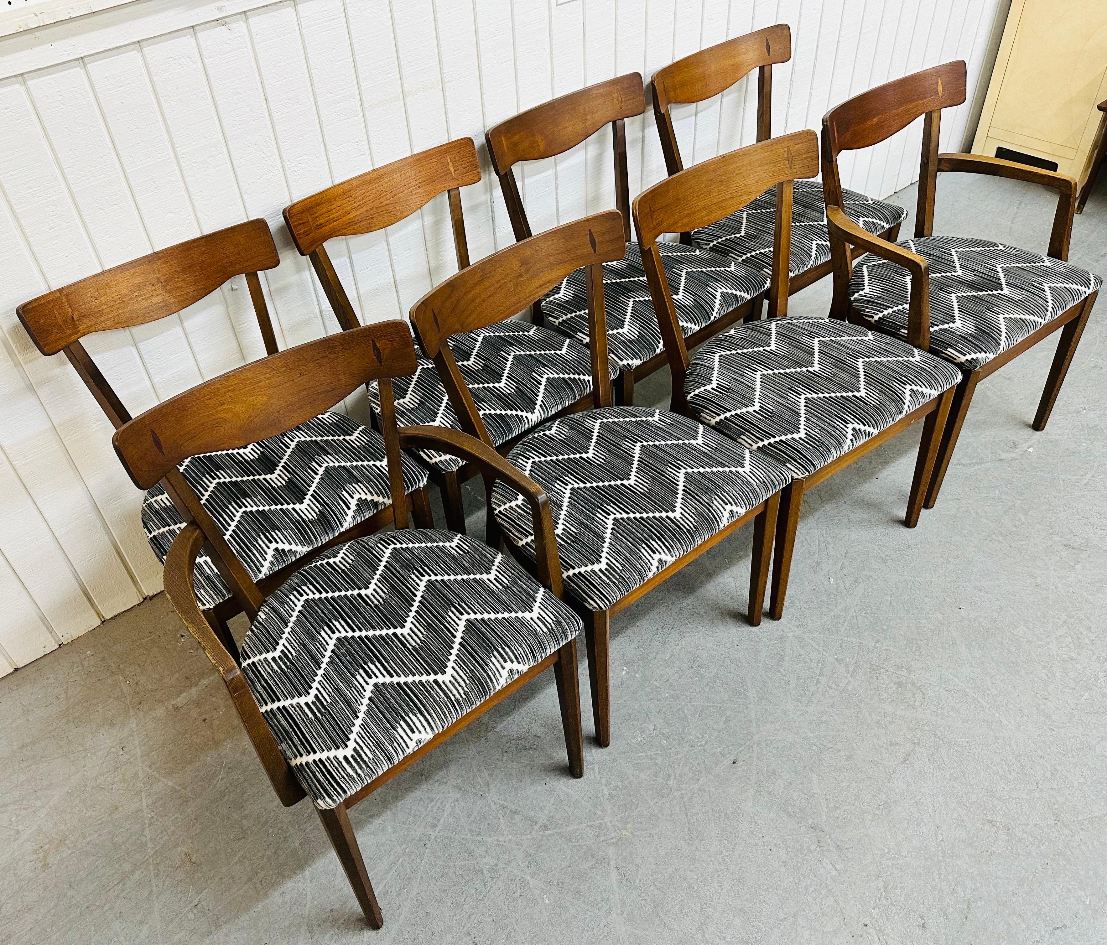 American Mid-Century Modern Drexel Declaration Walnut Dining Chairs - Set of 8
