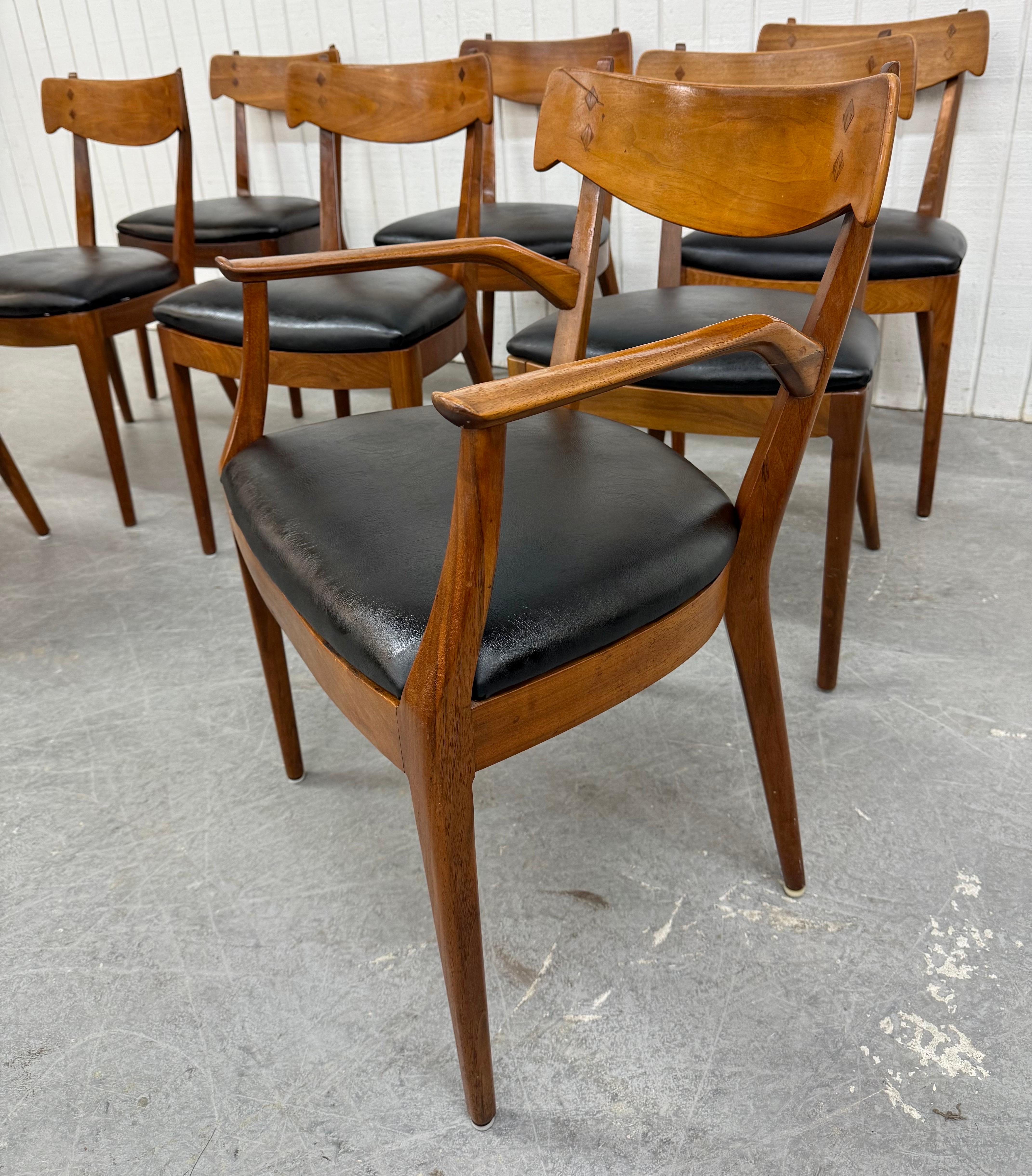 American Mid-Century Modern Drexel Declaration Walnut Dining Chairs - Set of 8