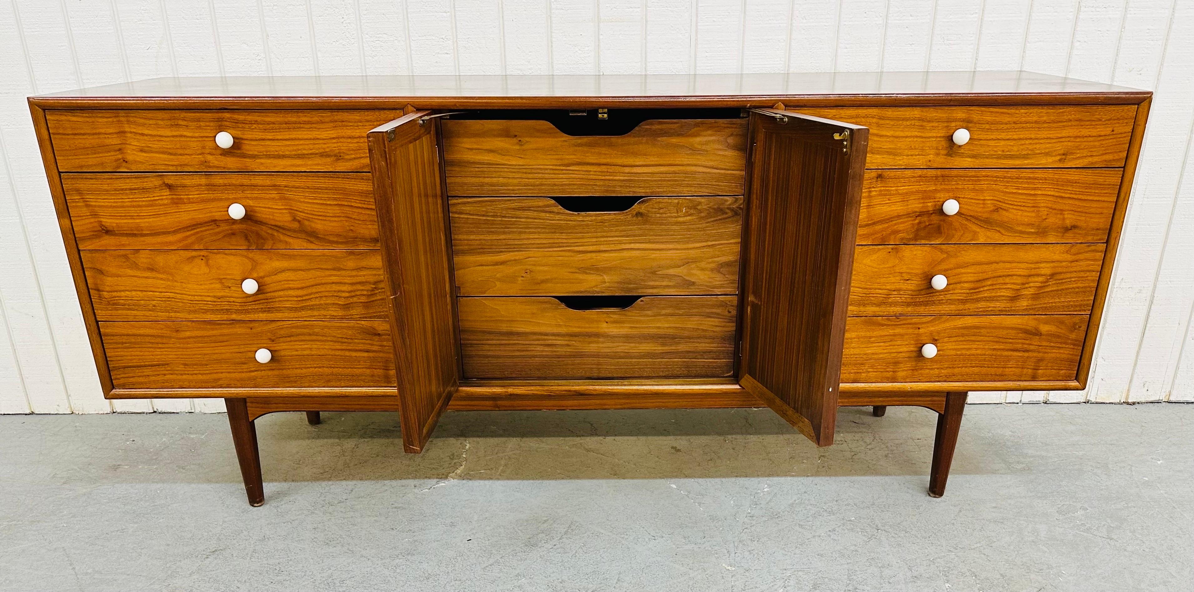 Milk Glass Mid-Century Modern Drexel Declaration Walnut Dresser