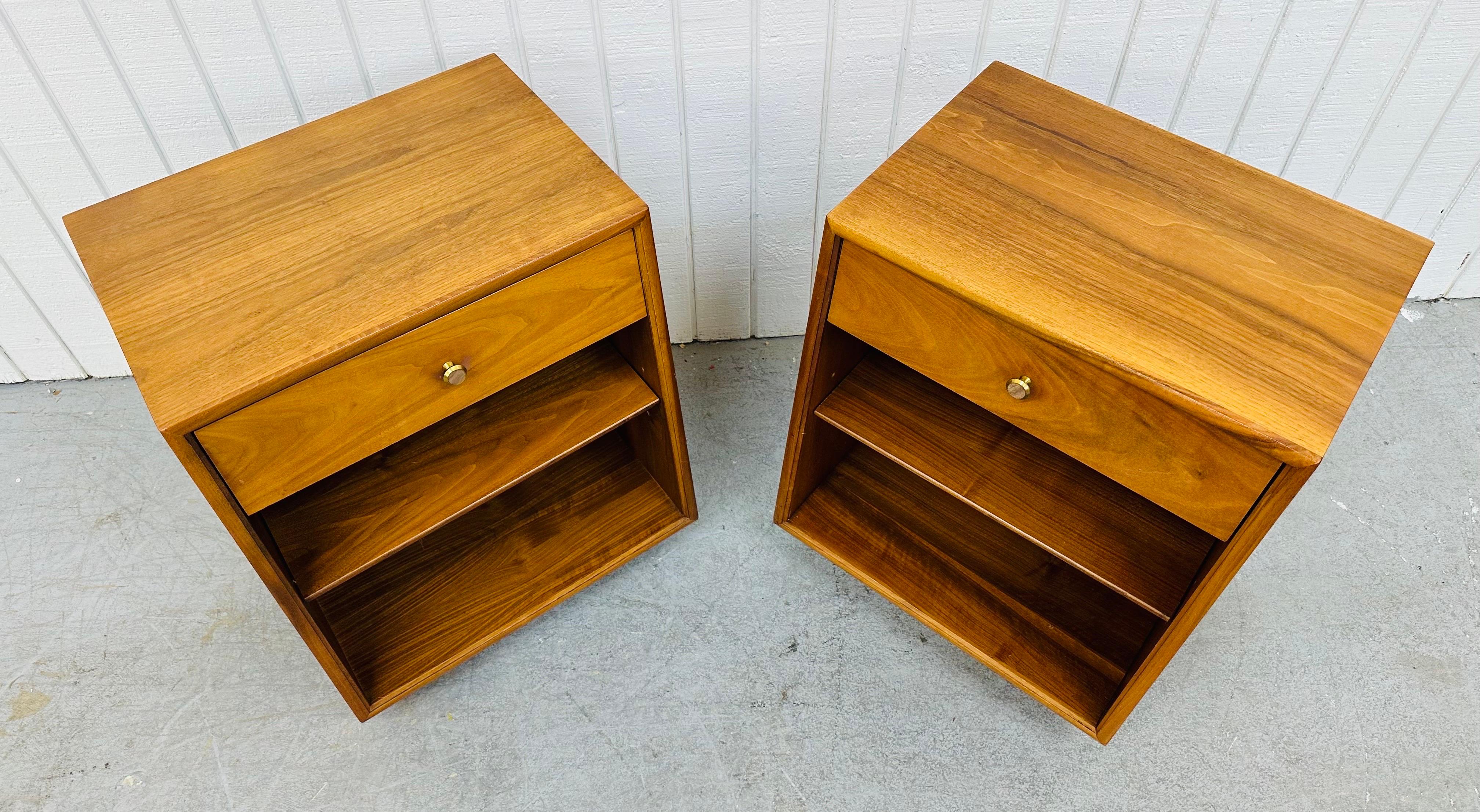 20th Century Mid-Century Modern Drexel Declaration Walnut Nightstands - Set of 2