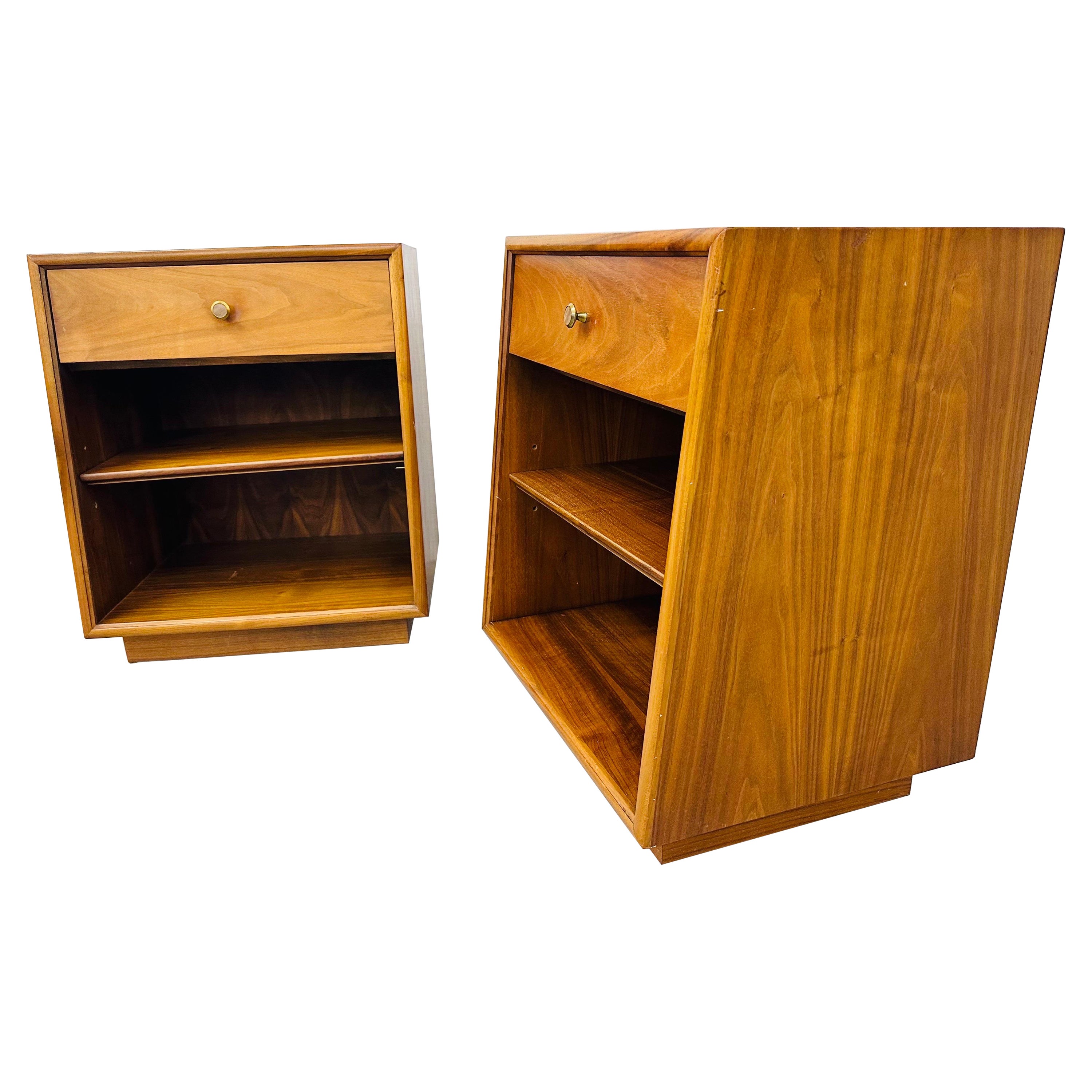 Mid-Century Modern Drexel Declaration Walnut Nightstands - Set of 2
