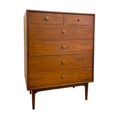 Mid-Century Modern Drexel Declaration Walnut Tallboy Dresser by Kipp Stewart