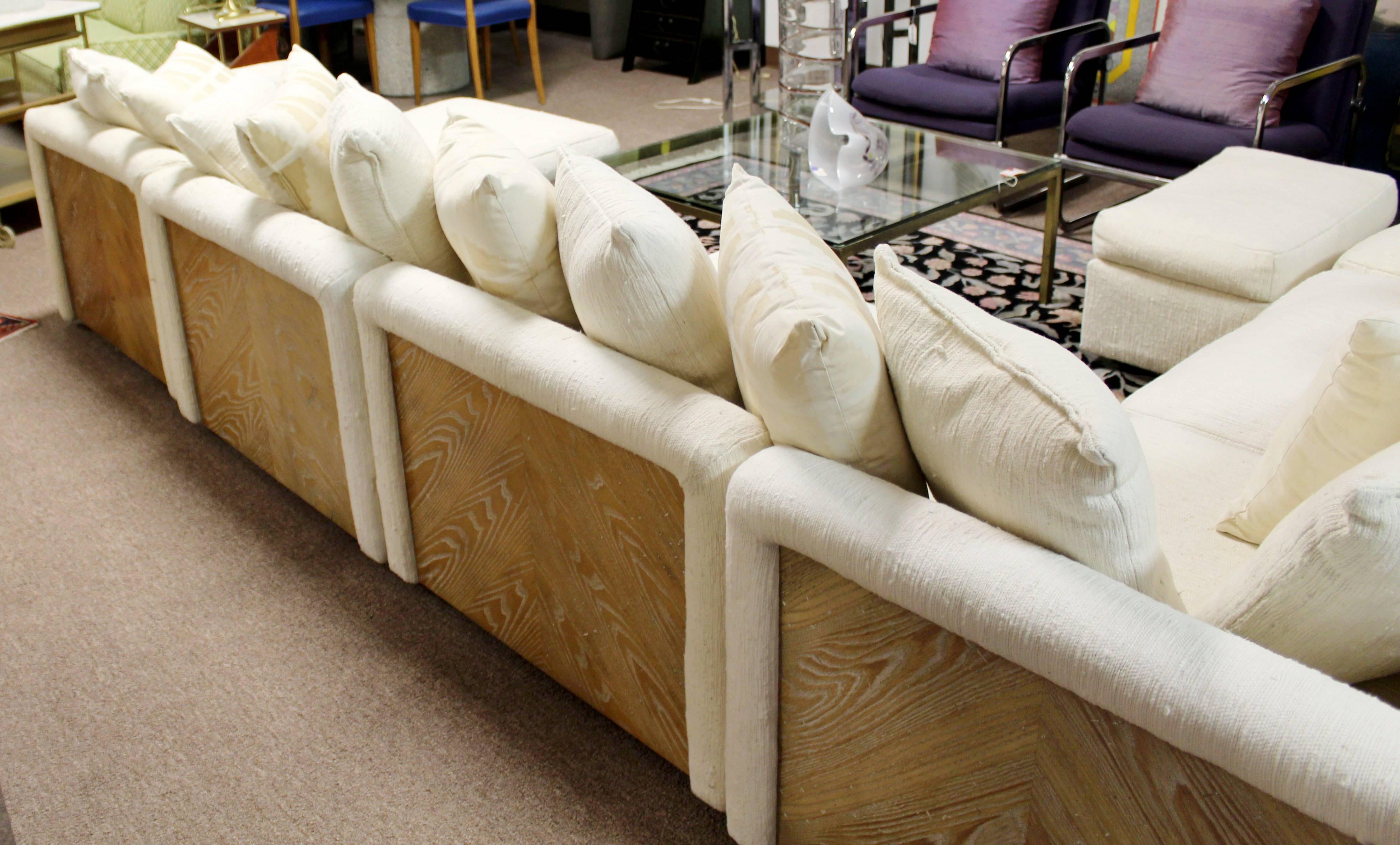 Mid-Century Modern Drexel Heritage Wood Encased Eight-Piece Sofa, Baughman 1