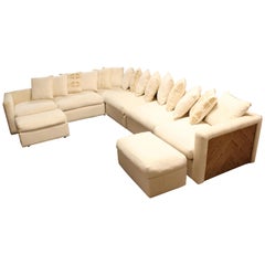 Mid-Century Modern Drexel Heritage Wood Encased Eight-Piece Sofa, Baughman