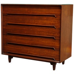 Mid-Century Modern Drexel Walnut Five-Drawer Dresser, Perspective, 20th Century