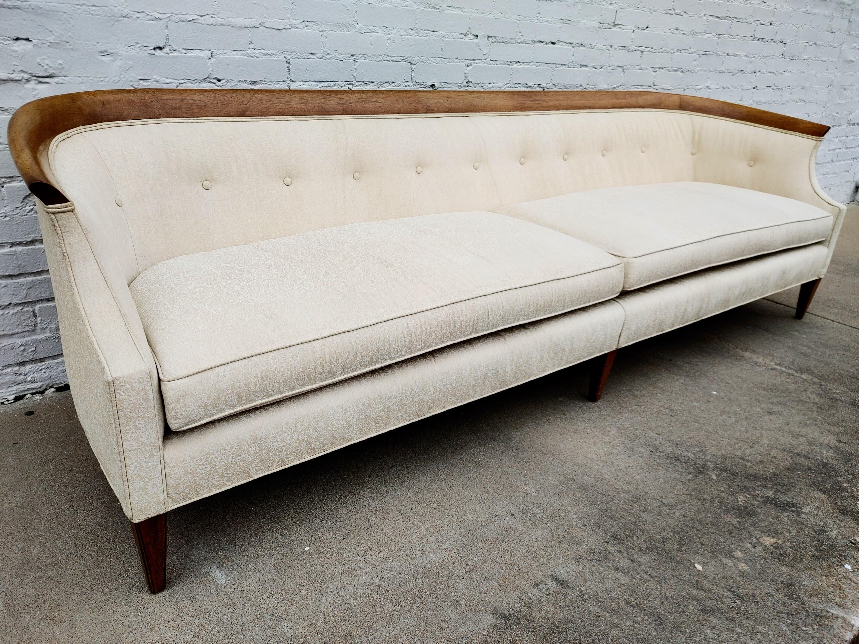 Mid Century Modern Drexel Walnut Trim Sofa In Good Condition For Sale In Tulsa, OK