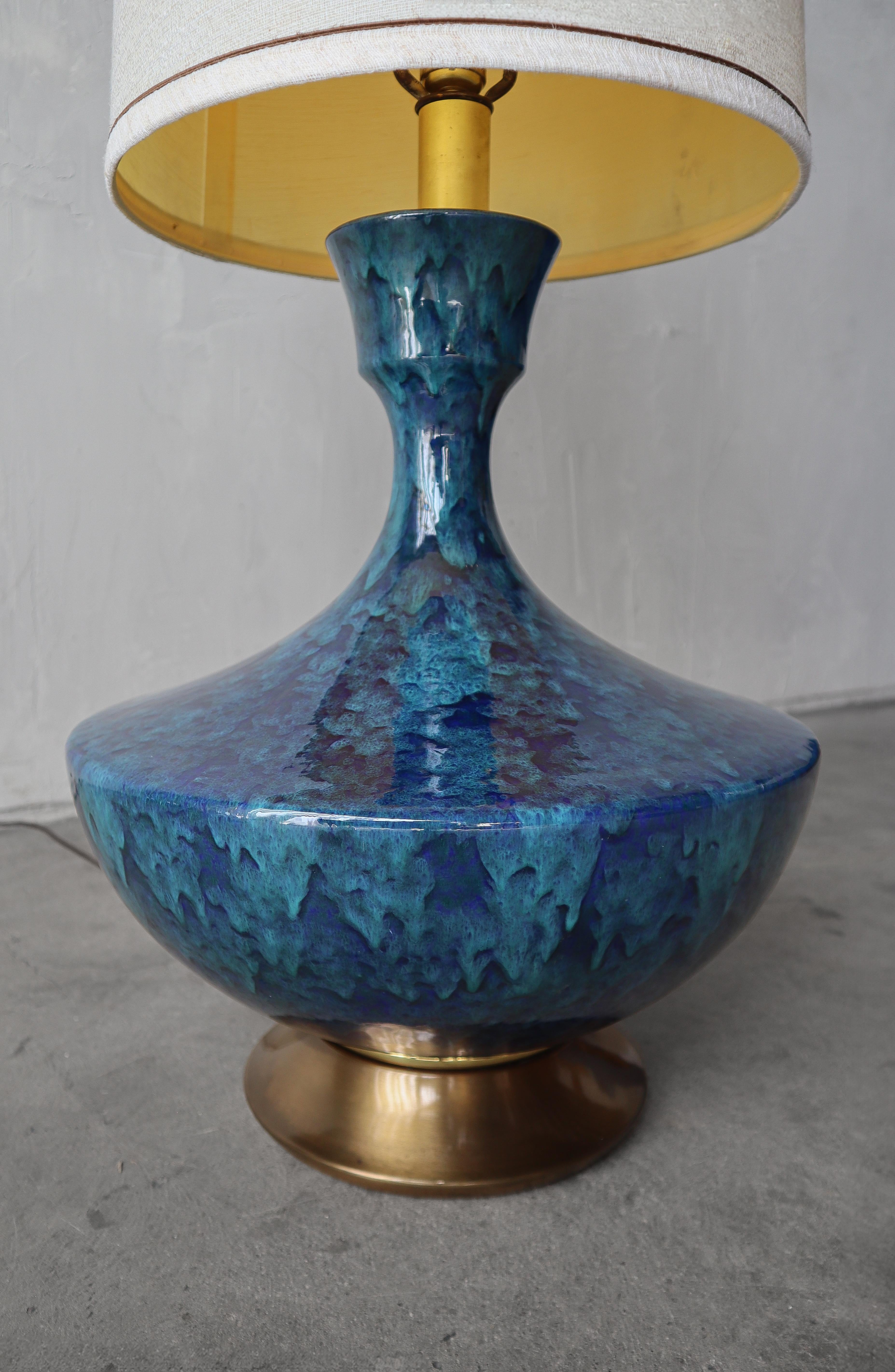 Mid-Century Modern Lampe de table en céramique à glaçure goutte à goutte The Moderns en vente